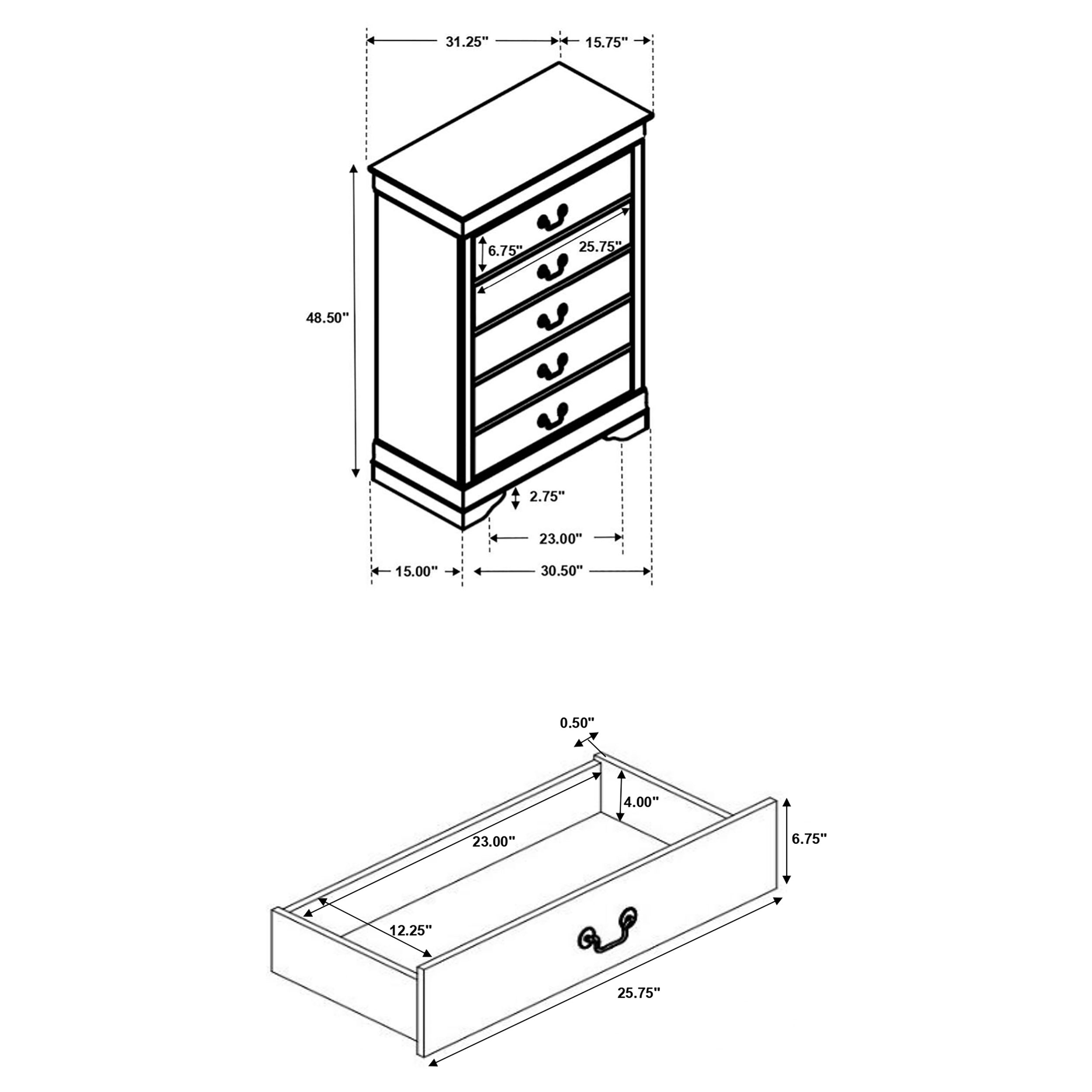 Louis Philippe 5-drawer Bedroom Chest Cappuccino — view 11