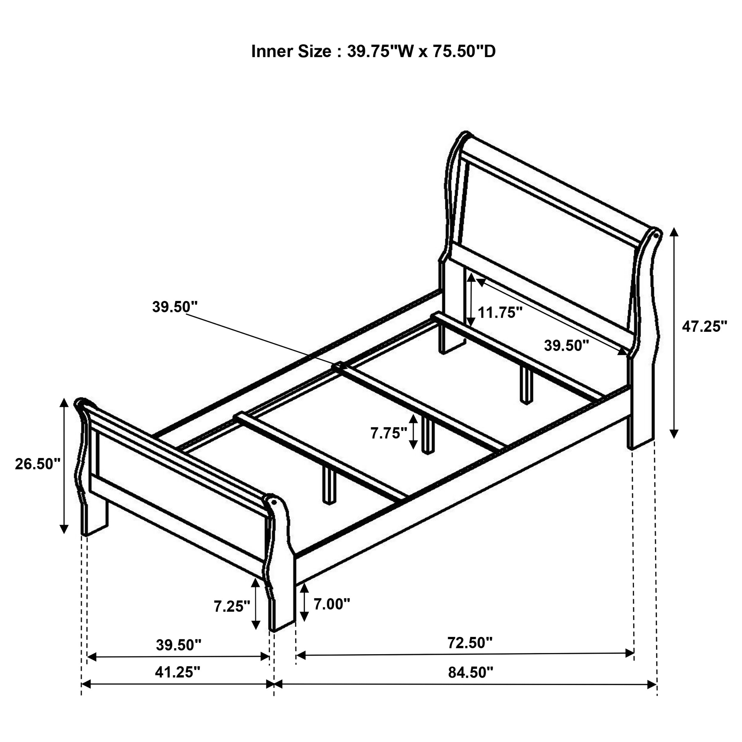 Louis Philippe 47-inch Twin Sleigh Panel Bed White — view 6