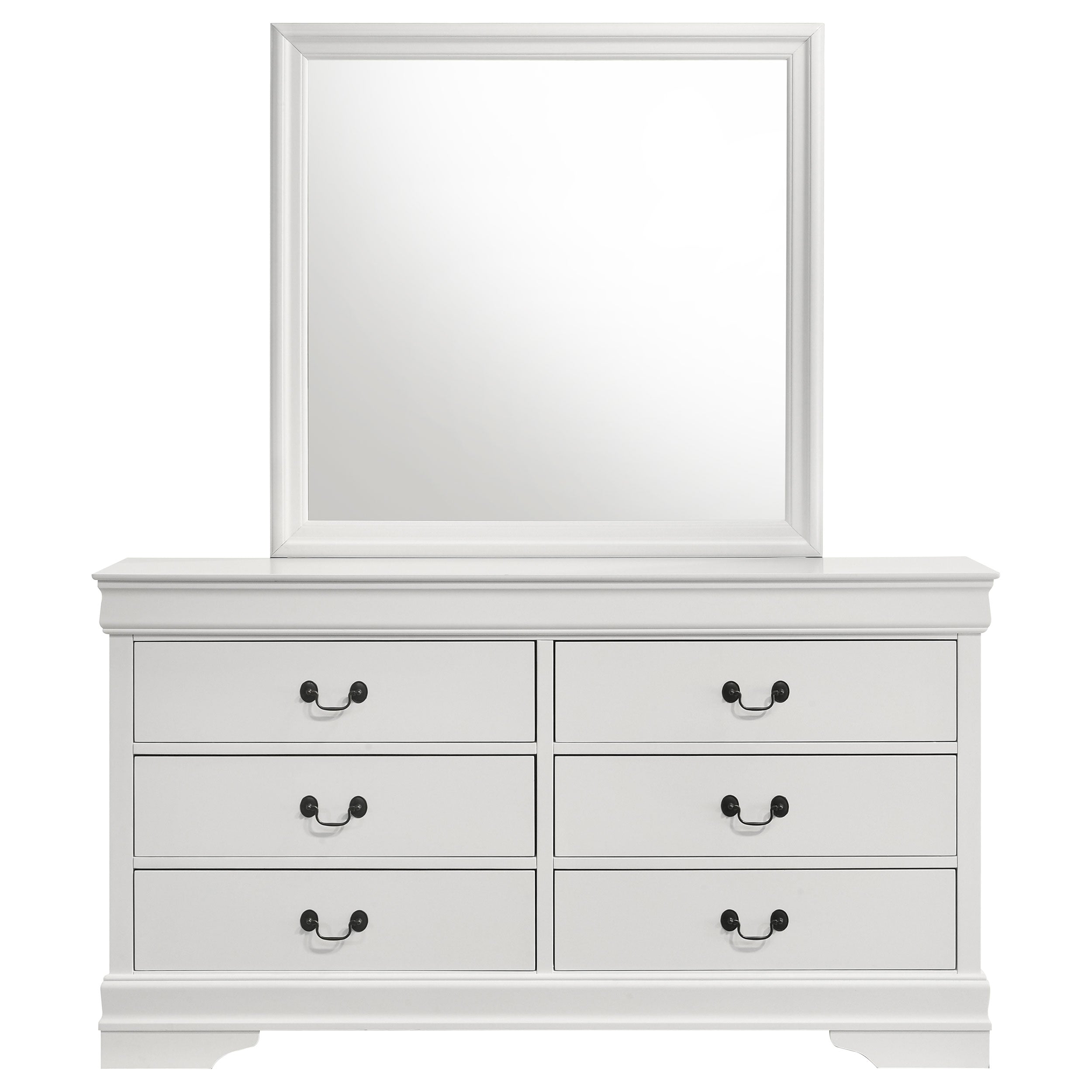 Louis Philippe 6-drawer Dresser and Mirror White — view 3