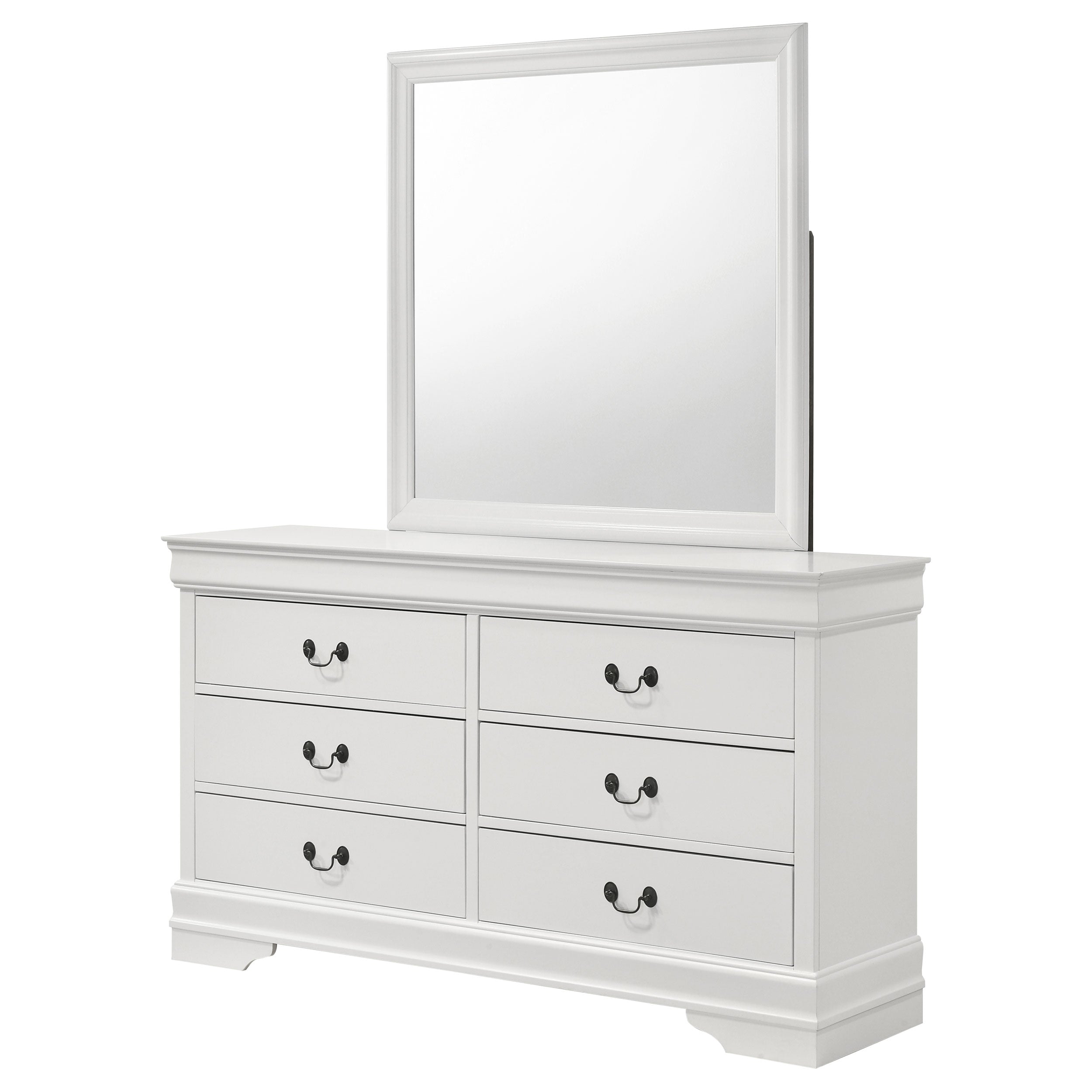 Louis Philippe 6-drawer Dresser and Mirror White — view 4