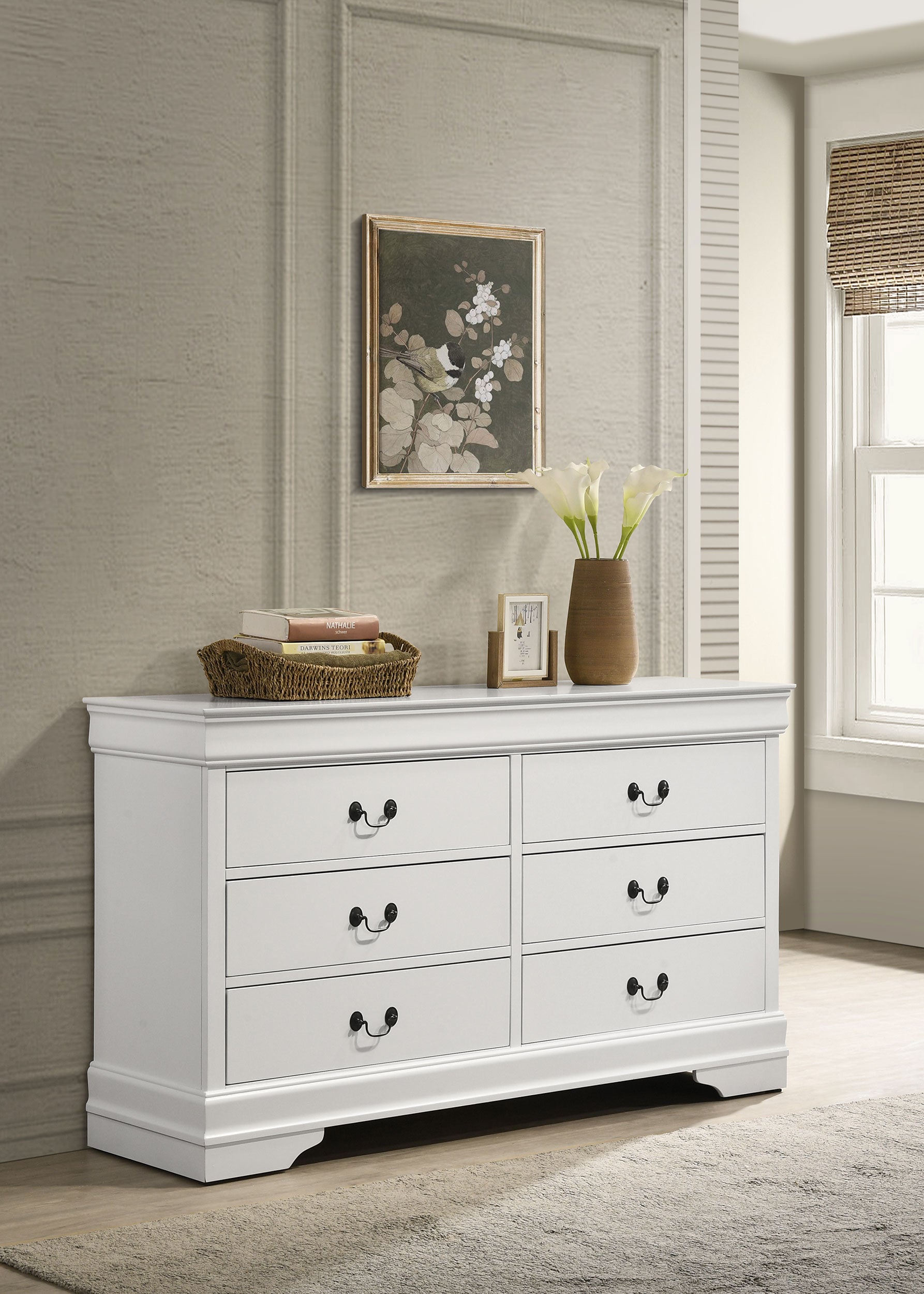 Louis Philippe 6-drawer Dresser White — view 2