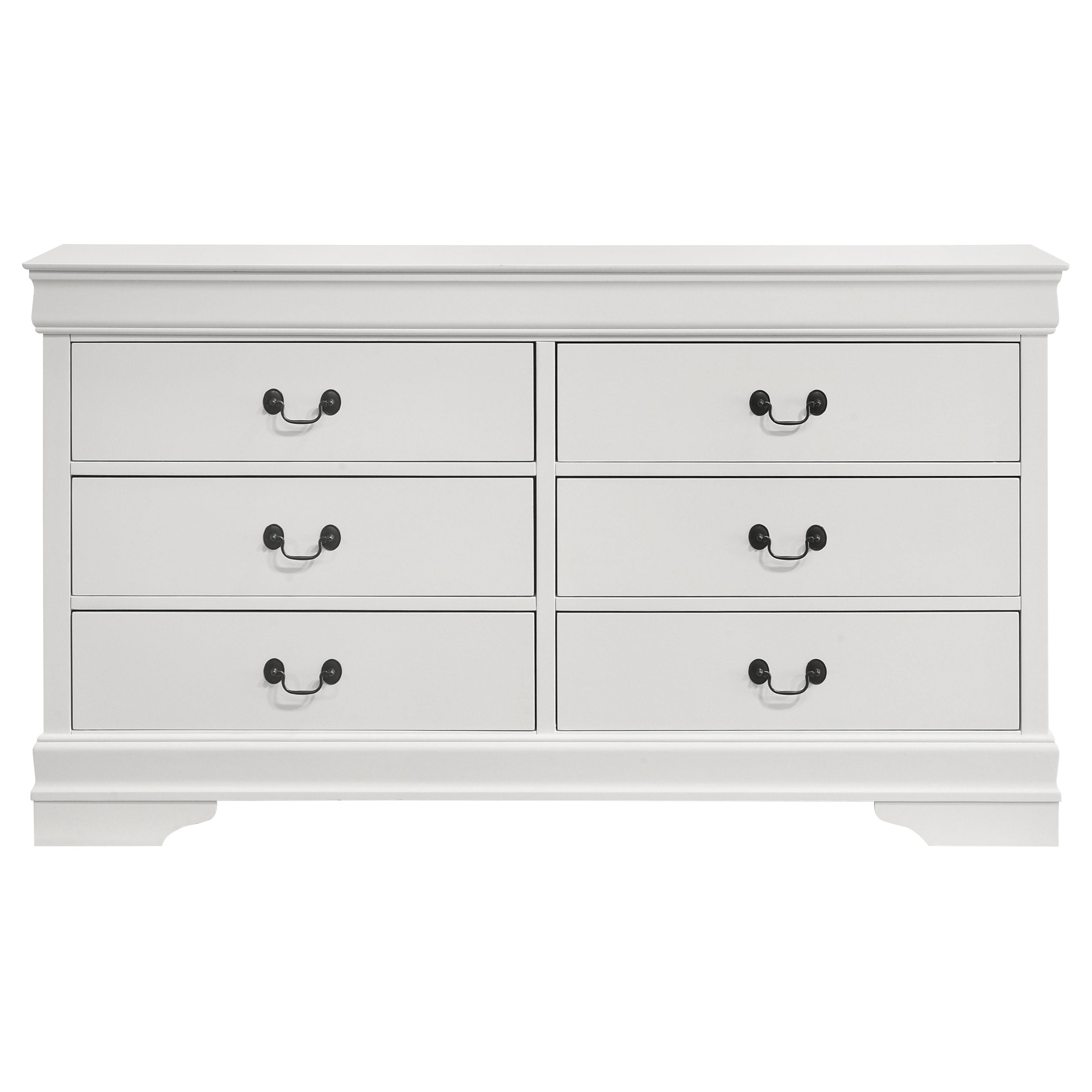 Louis Philippe 6-drawer Dresser White — view 3