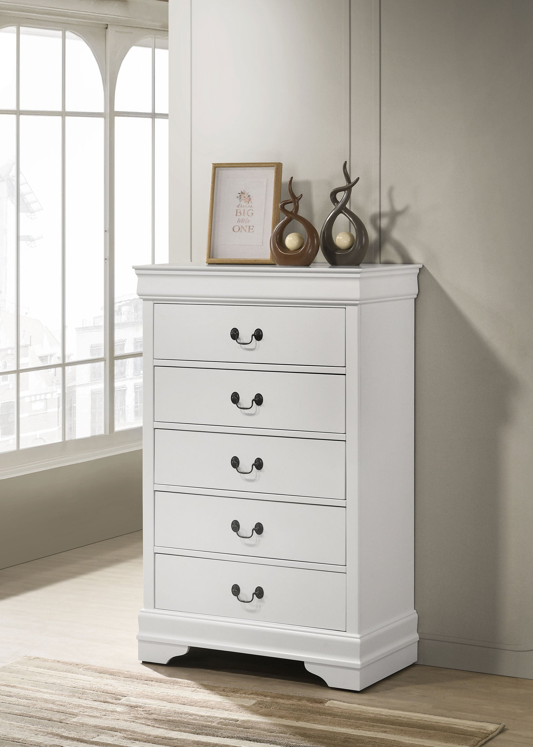 Louis Philippe 5-drawer Bedroom Chest White — view 2