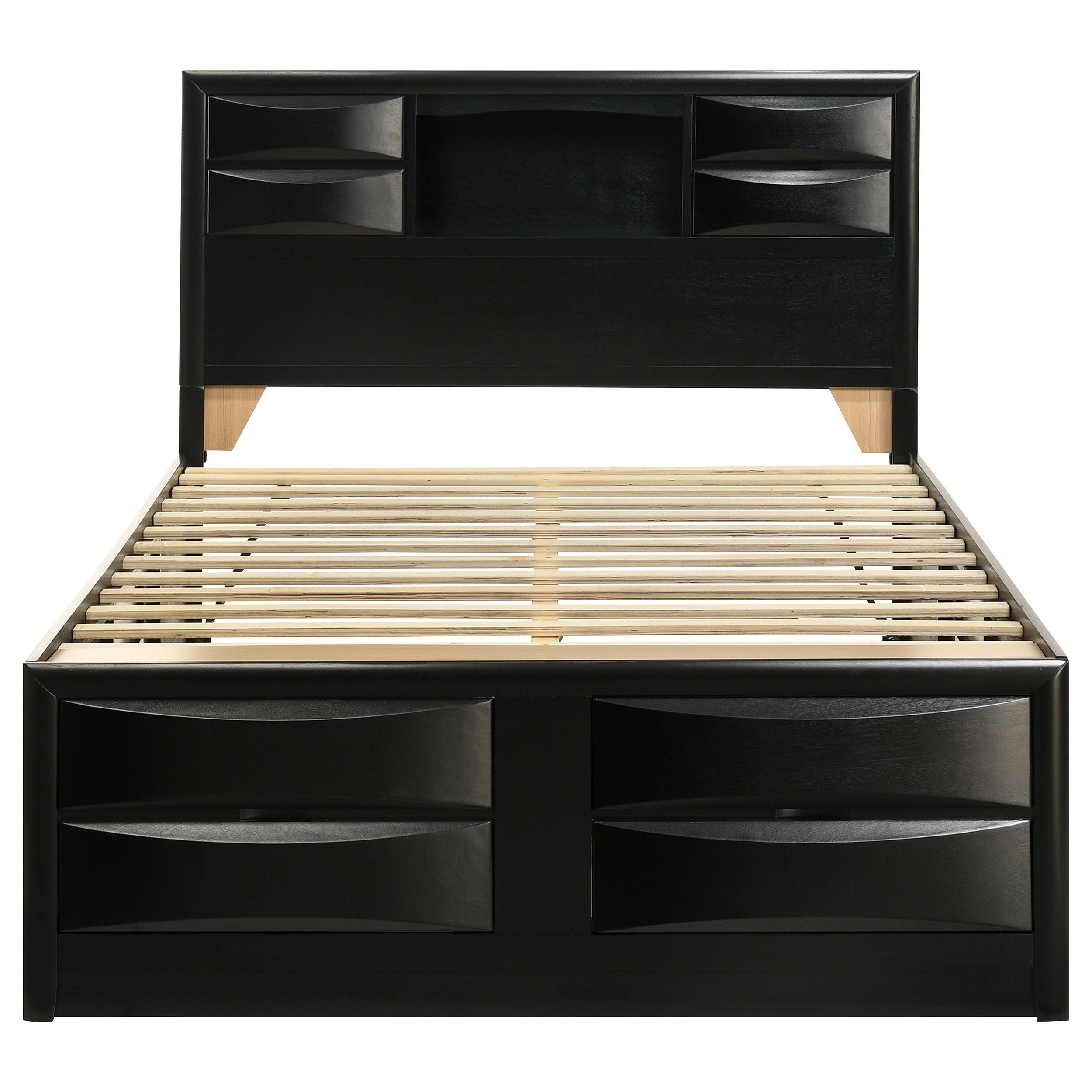 Briana Wood Queen Storage Bookcase Bed Black — view 4