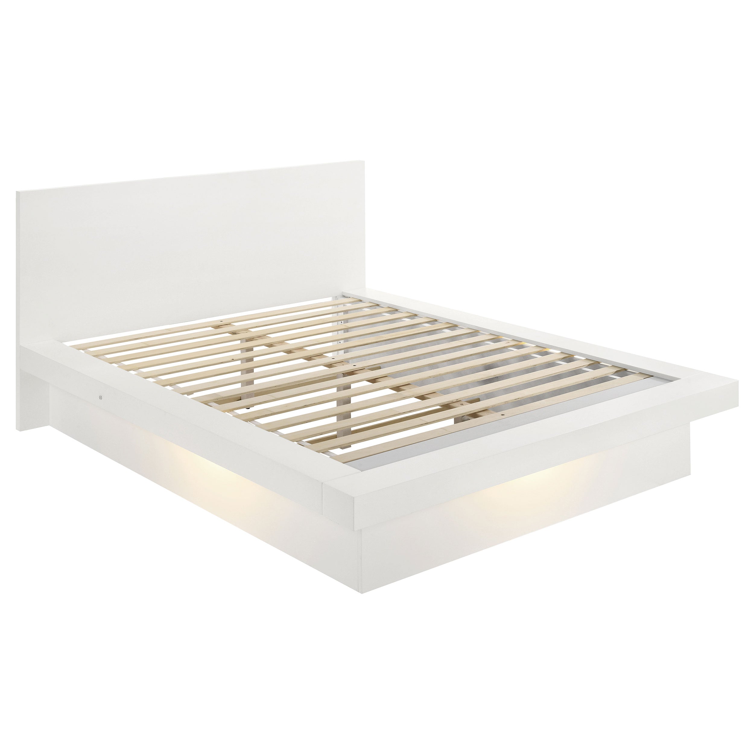 Jessica Wood Queen LED Panel Bed Snow White — view 3