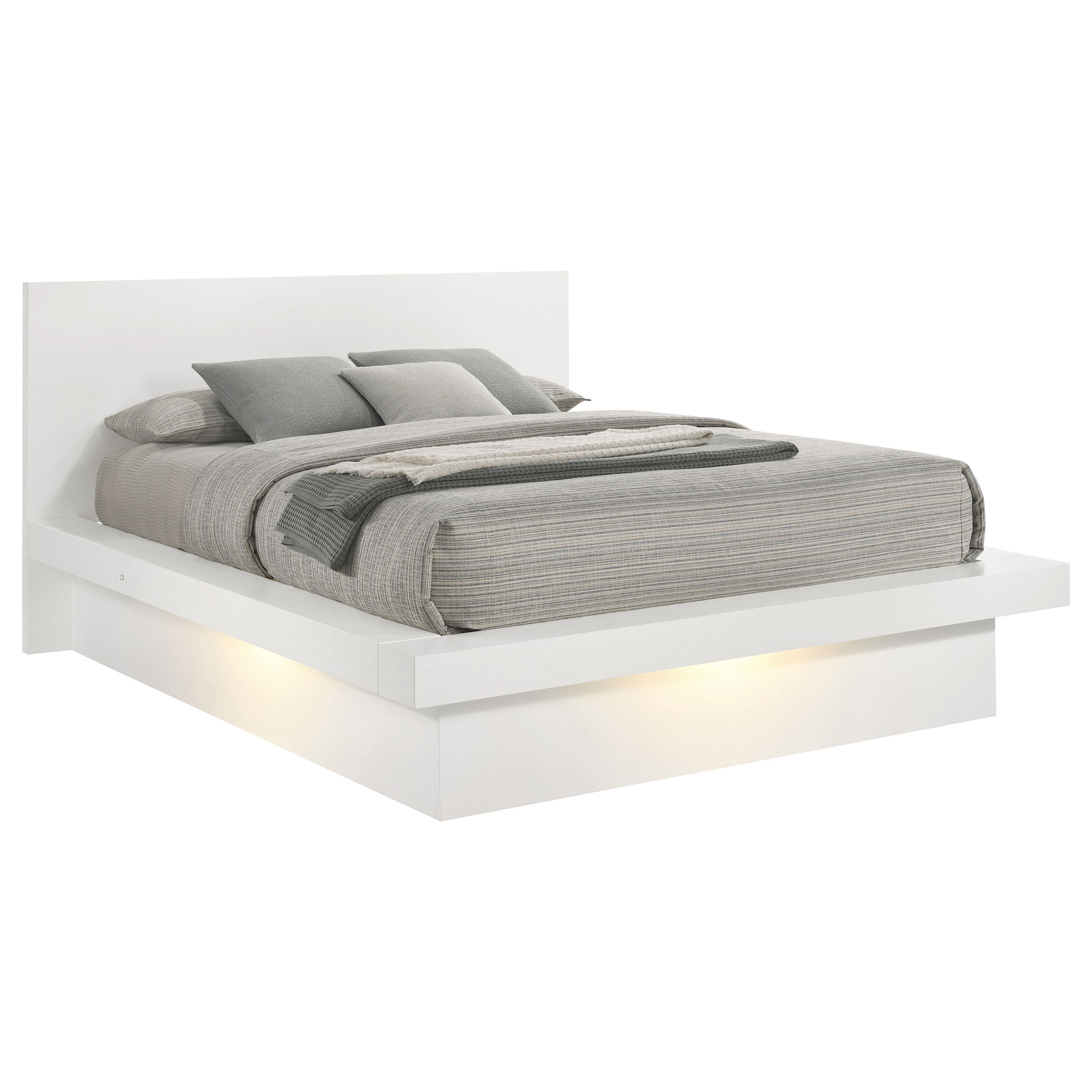 Jessica Wood Queen LED Panel Bed Snow White — view 1