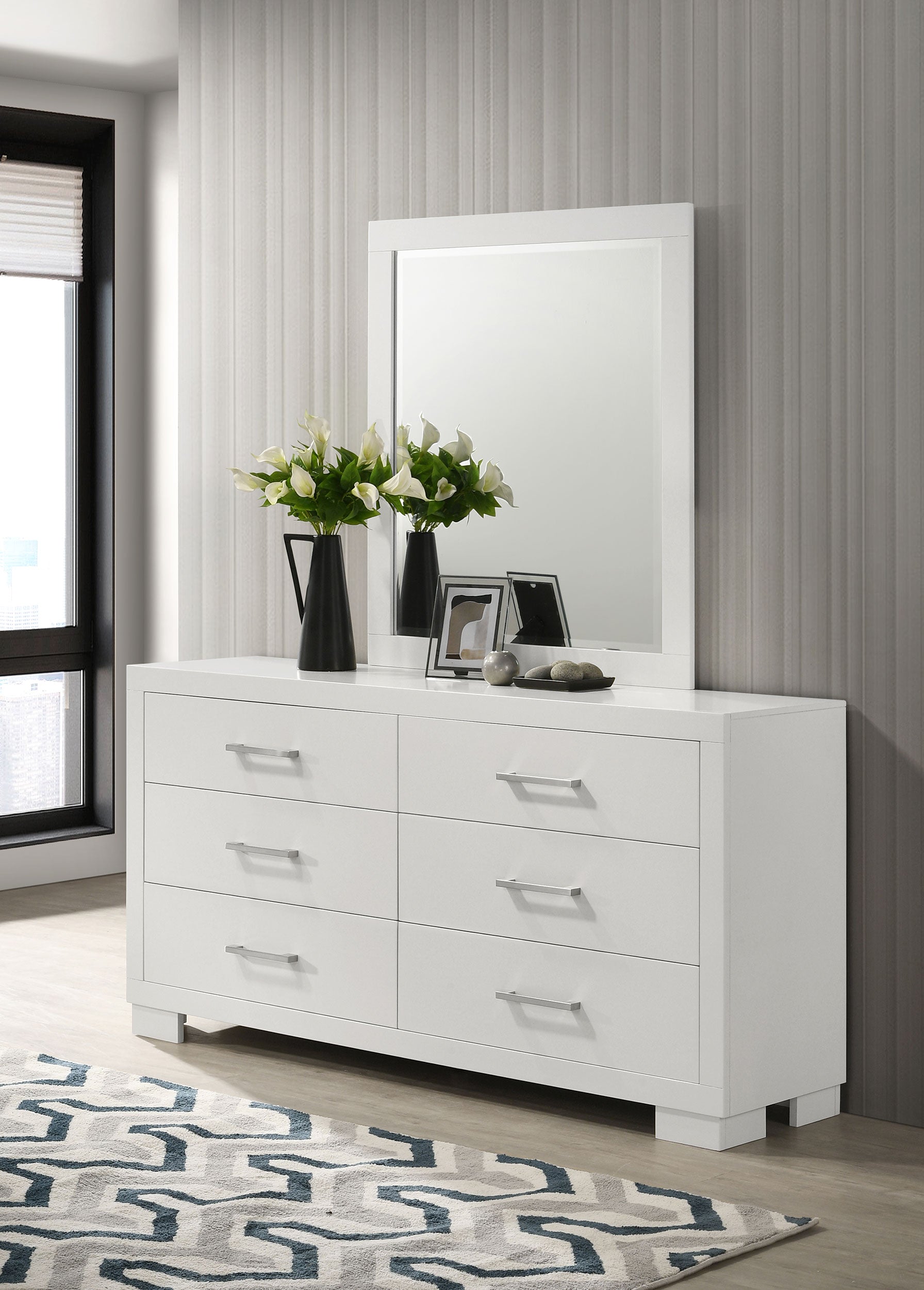 Jessica 6-drawer Dresser with Mirror Snow White — view 2