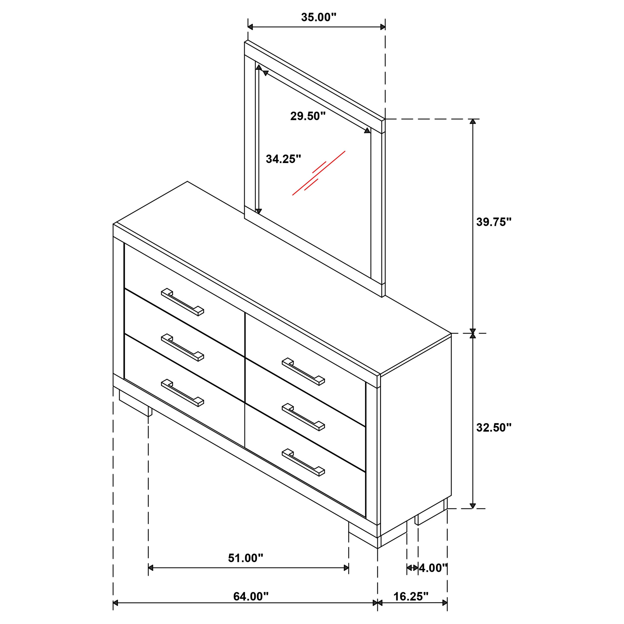 Jessica 6-drawer Dresser with Mirror Snow White — view 12