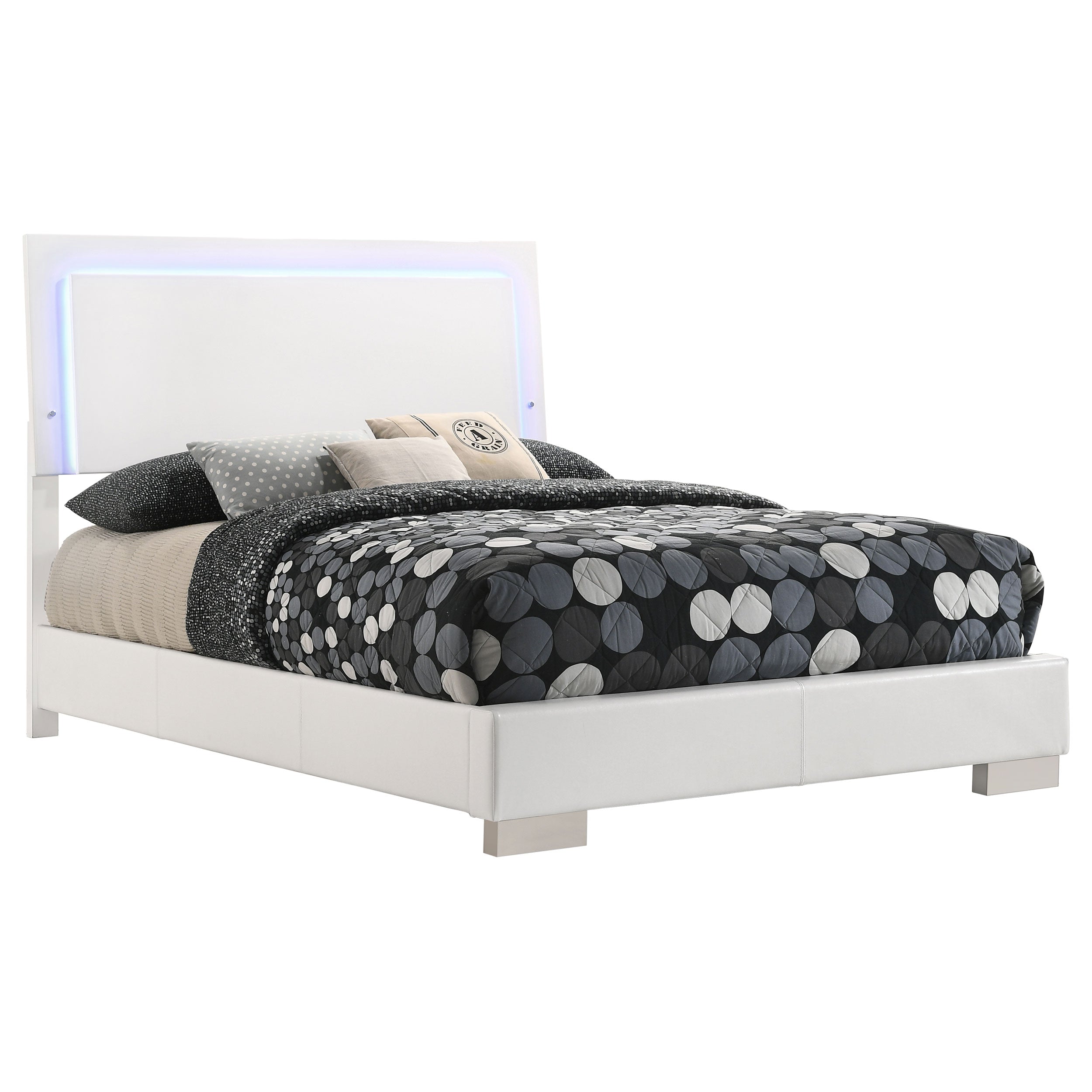 Felicity Wood Full LED Panel Bed White High Gloss — view 3