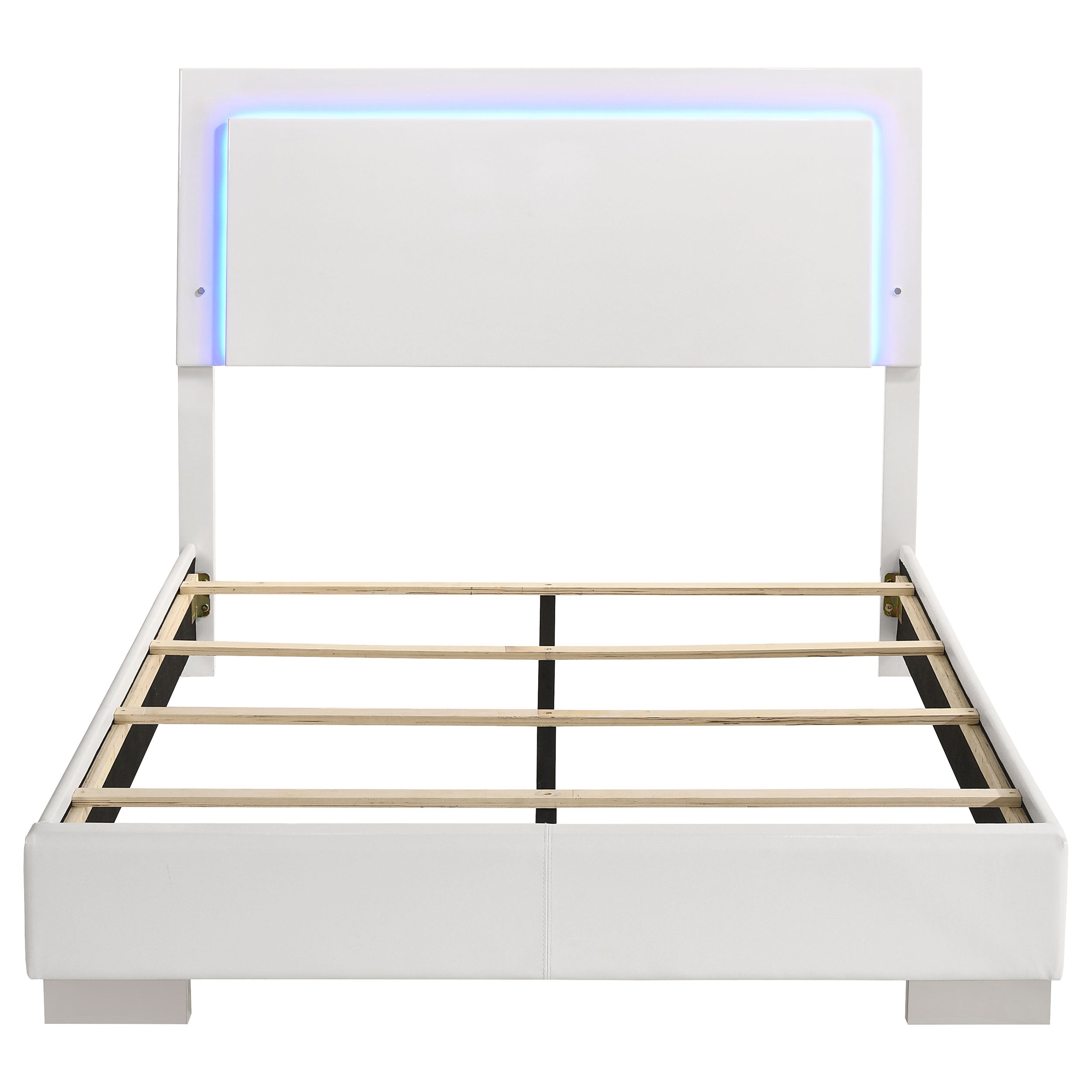 Felicity Wood Full LED Panel Bed White High Gloss — view 4