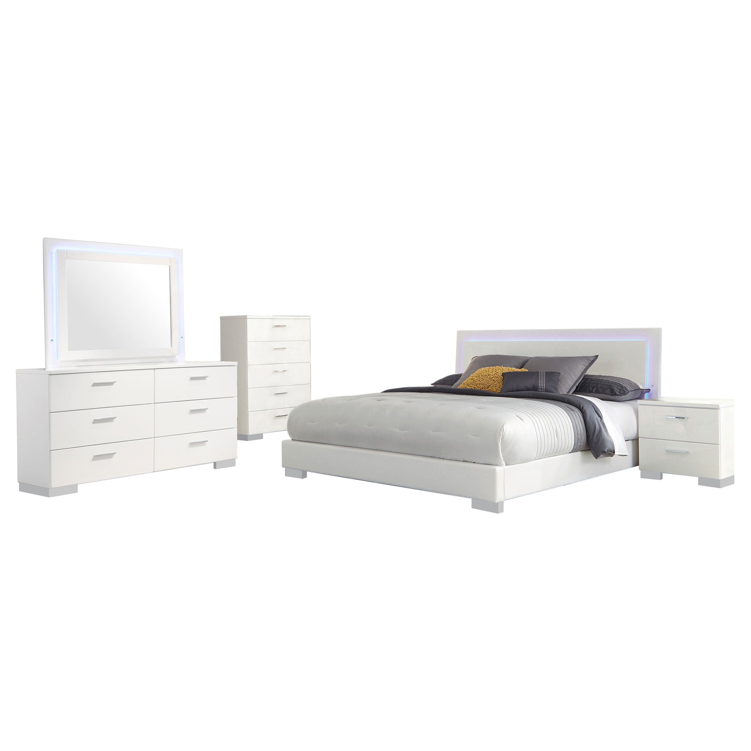 Felicity 5-piece California King Bedroom Set White Gloss — view 2