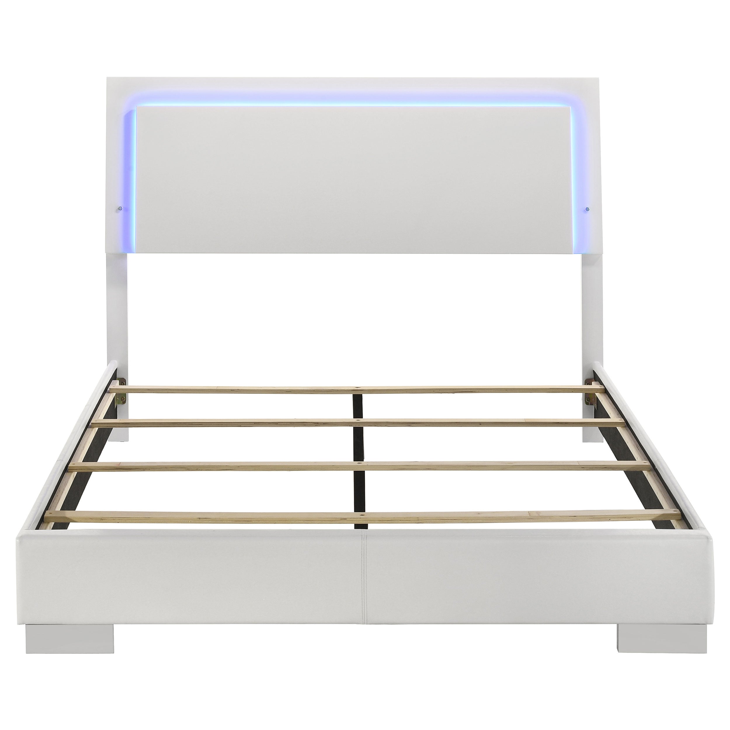 Felicity Wood Queen LED Panel Bed White High Gloss — view 4
