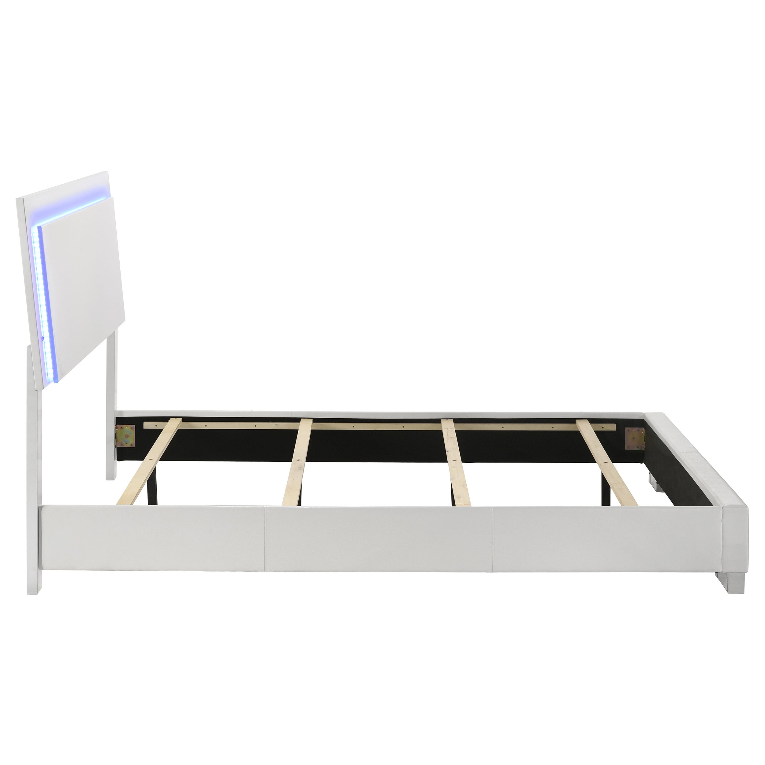Felicity Wood Queen LED Panel Bed White High Gloss — view 6