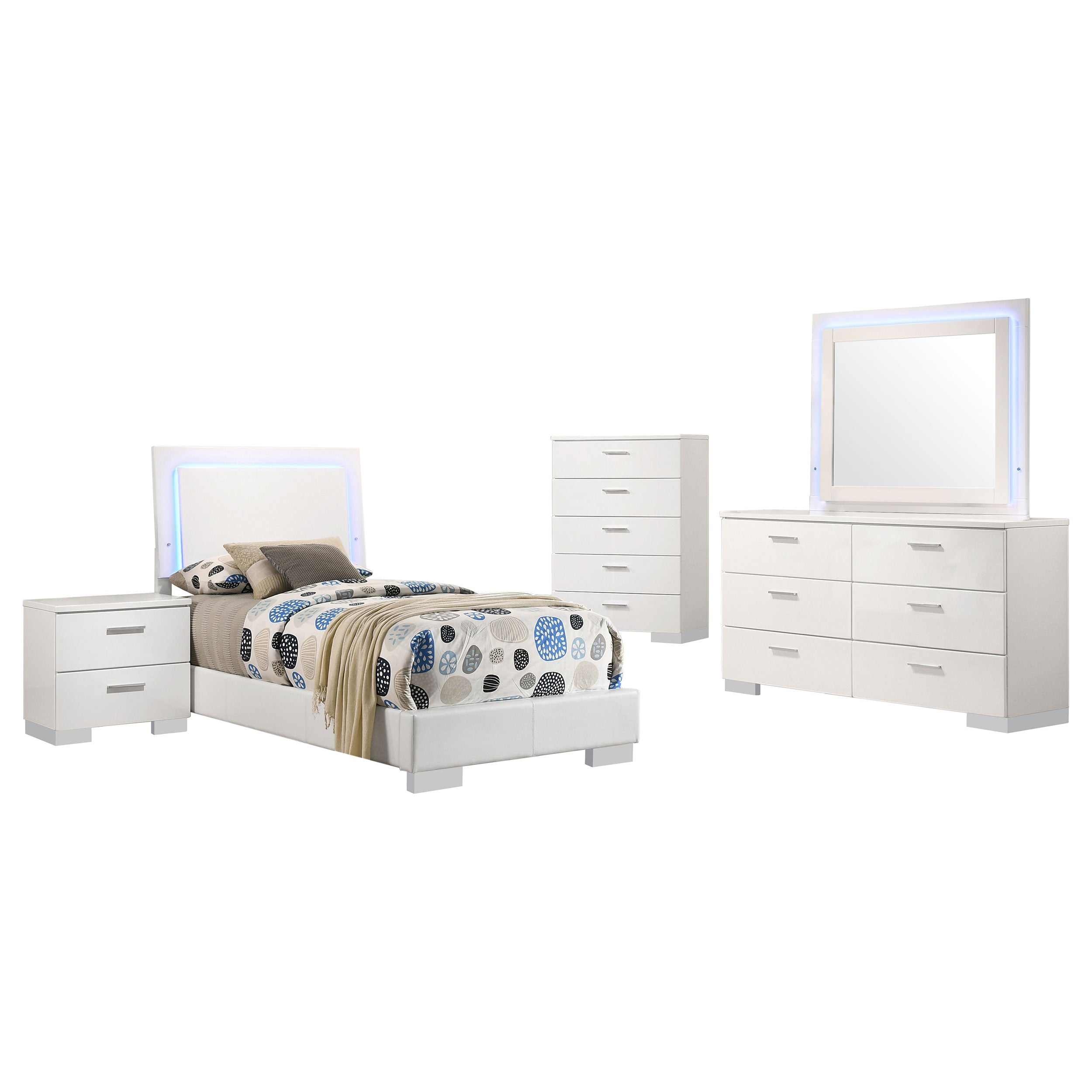 Felicity 5-piece Twin Bedroom Set White High Gloss — view 2