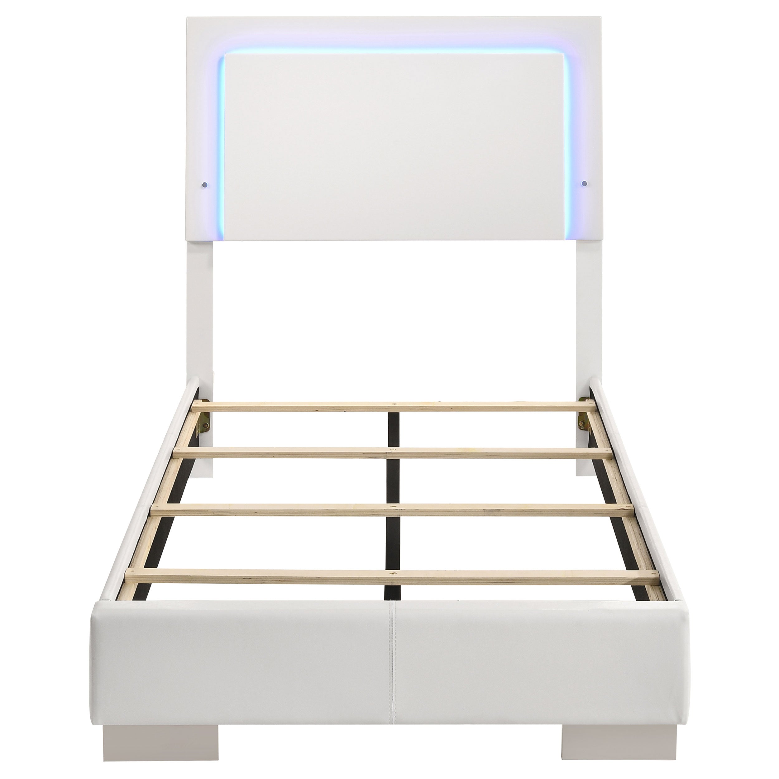 Felicity Wood Twin LED Panel Bed White High Gloss — view 4