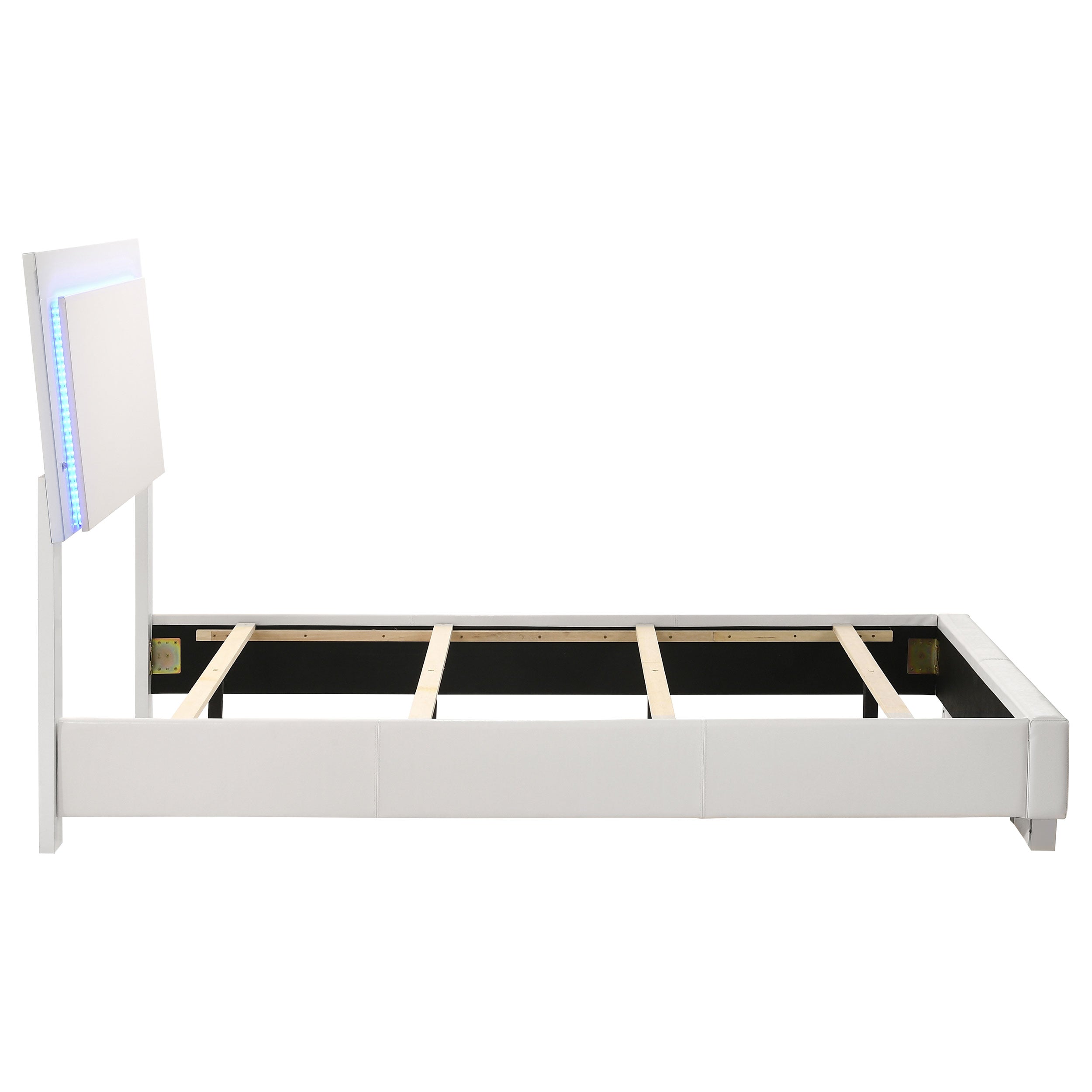 Felicity Wood Twin LED Panel Bed White High Gloss — view 7