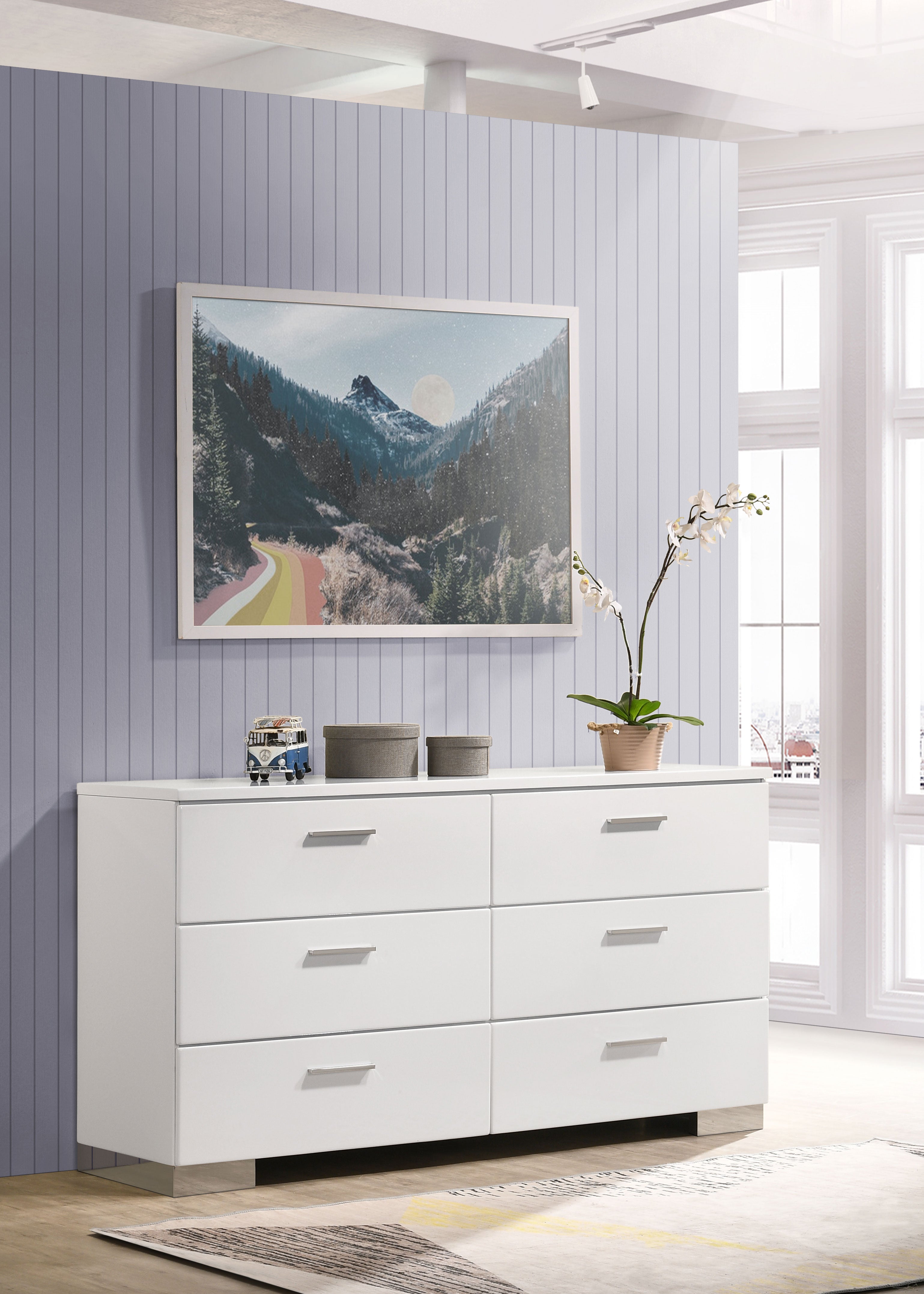 Felicity 6-drawer Dresser White High Gloss — view 2
