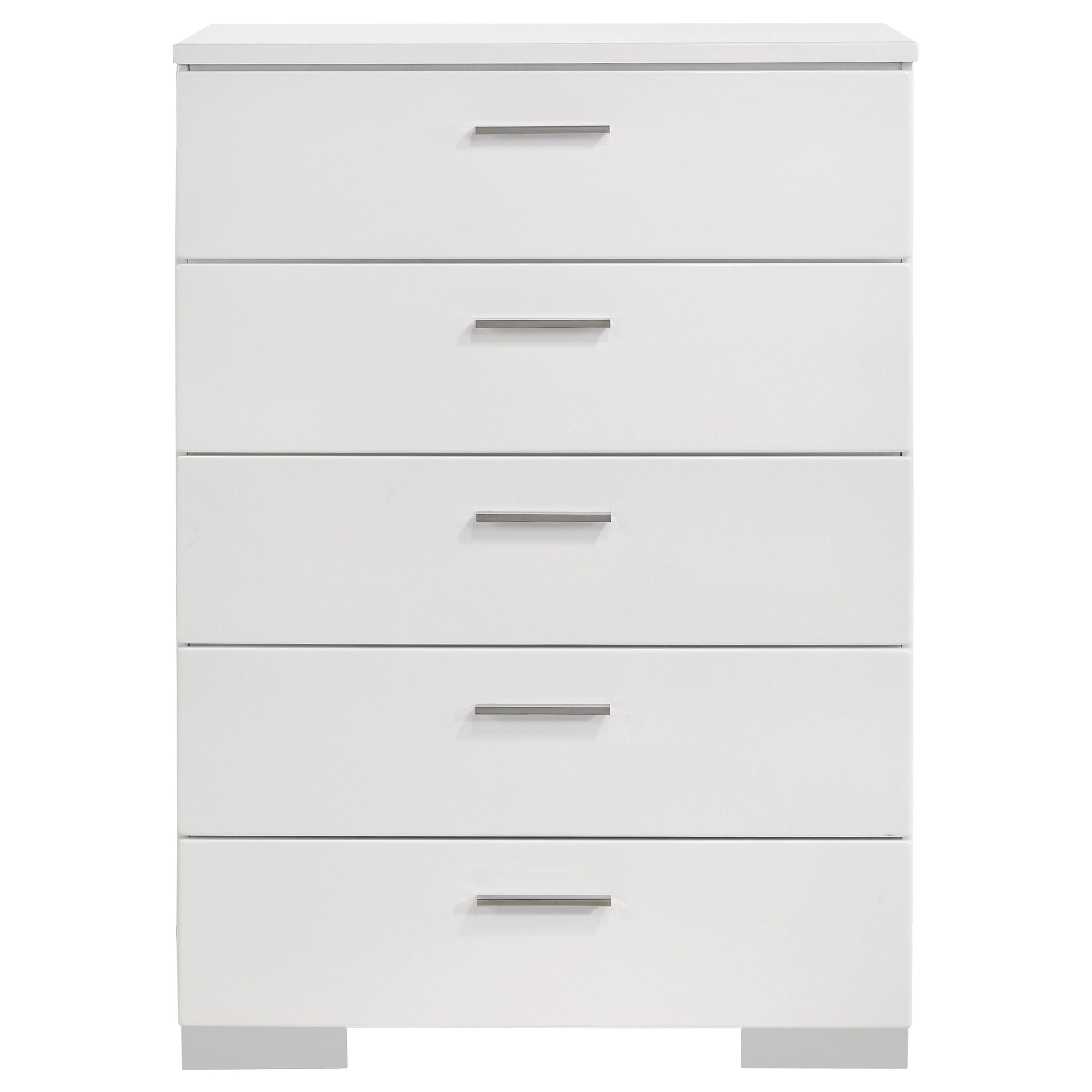 Felicity 5-drawer Bedroom Chest White High Gloss — view 3