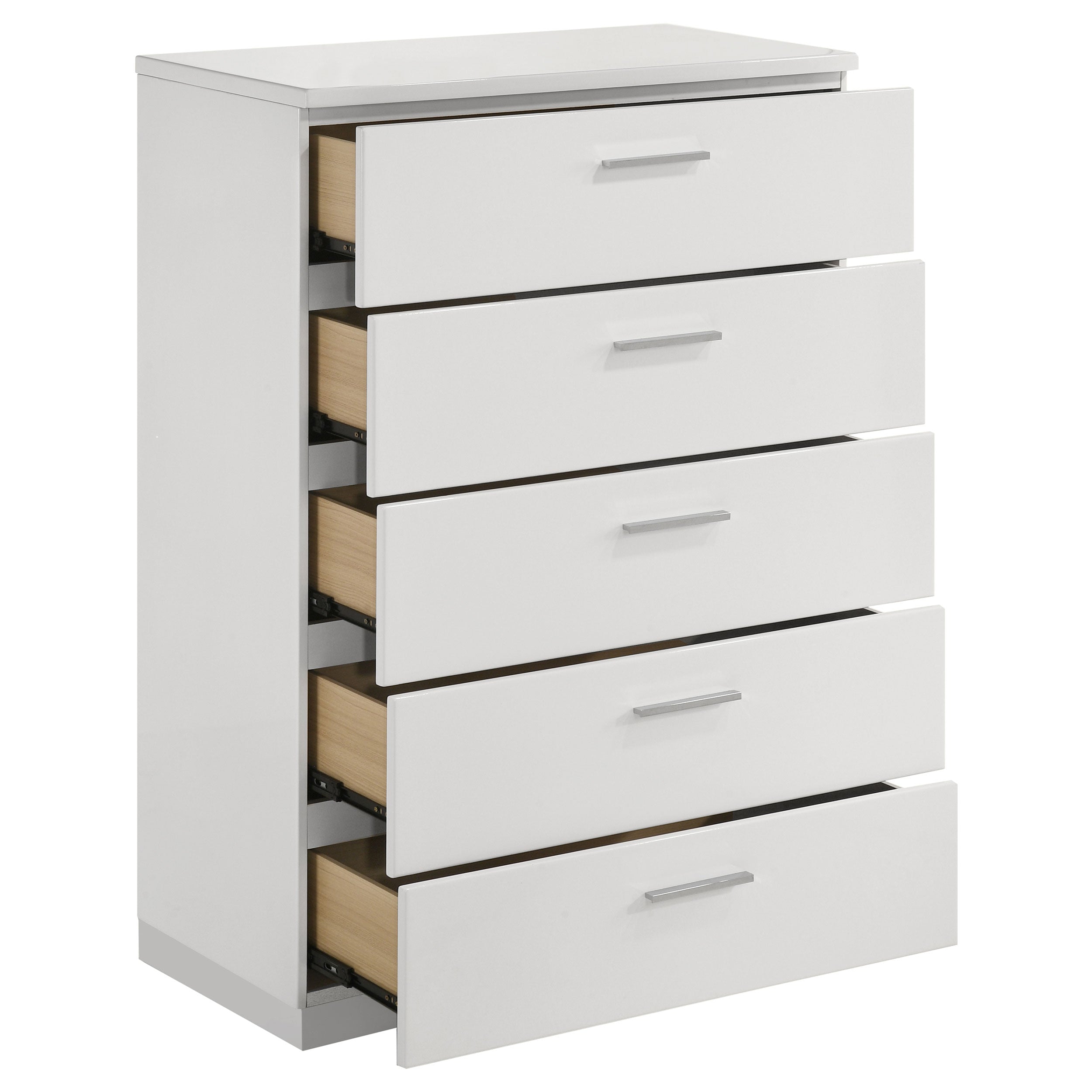 Felicity 5-drawer Bedroom Chest White High Gloss — view 10