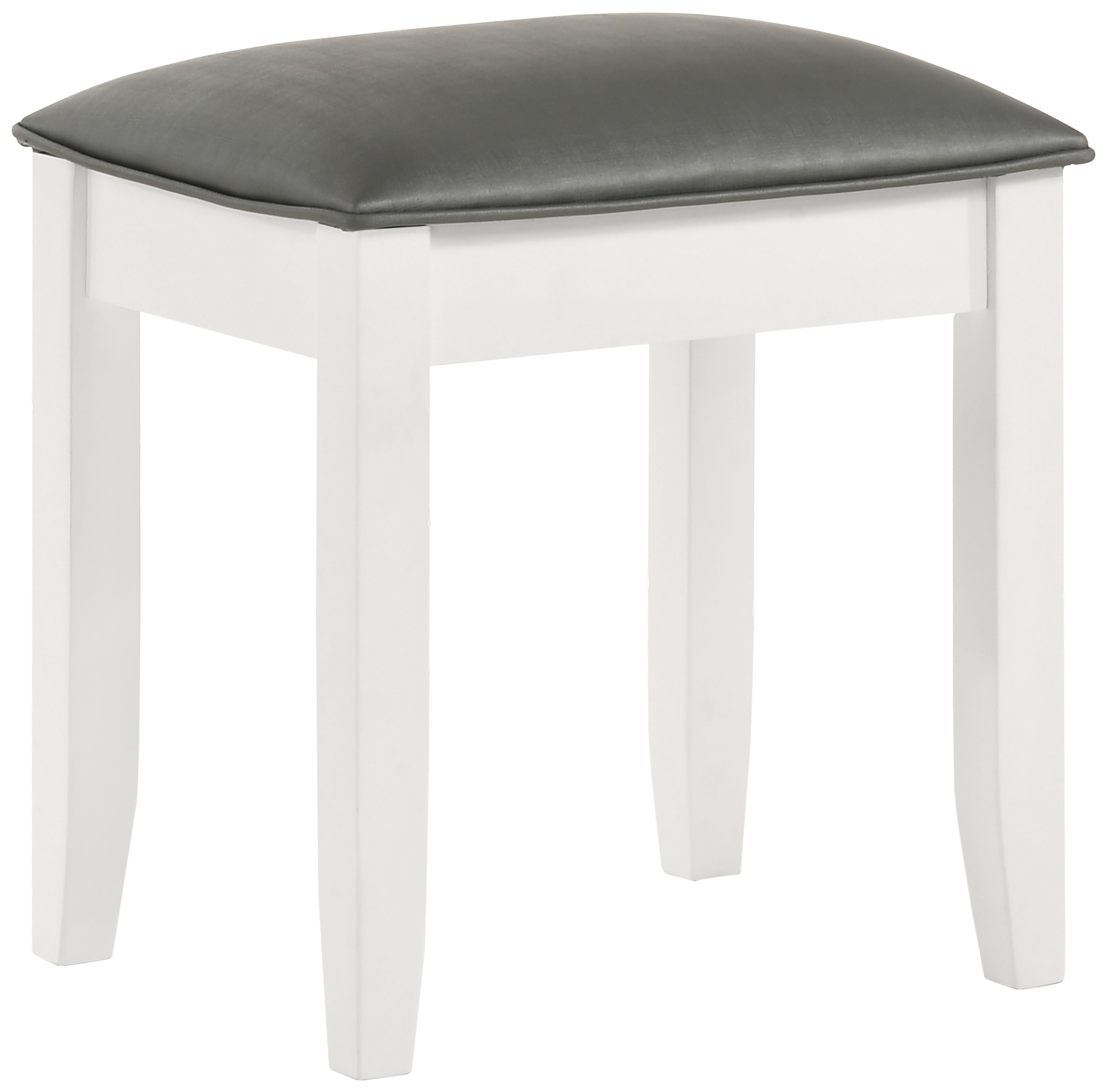 Felicity Upholstered Vanity Stool Metallic and Glossy White — view 1
