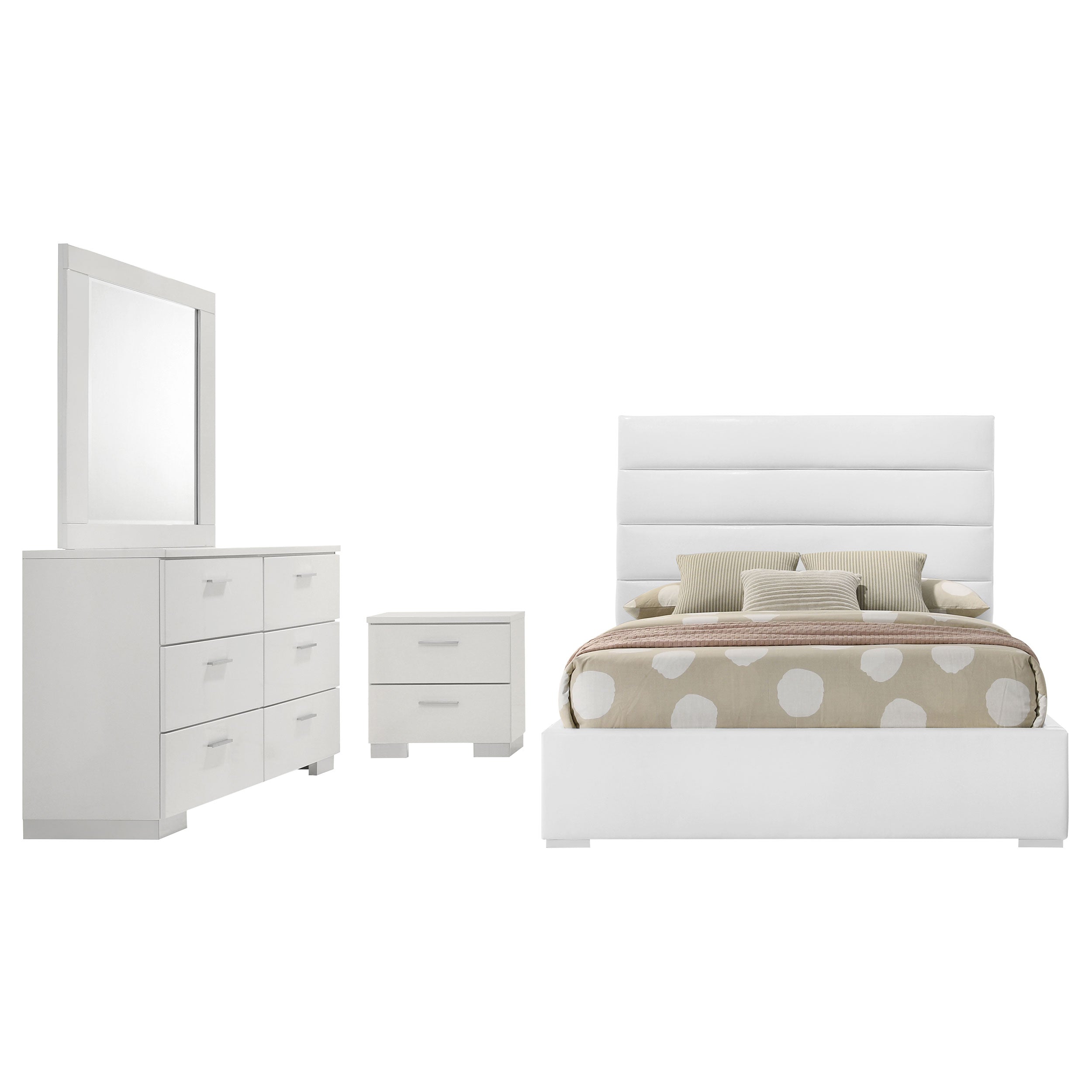 Felicity 4-piece Full Bedroom Set White High Gloss — view 2