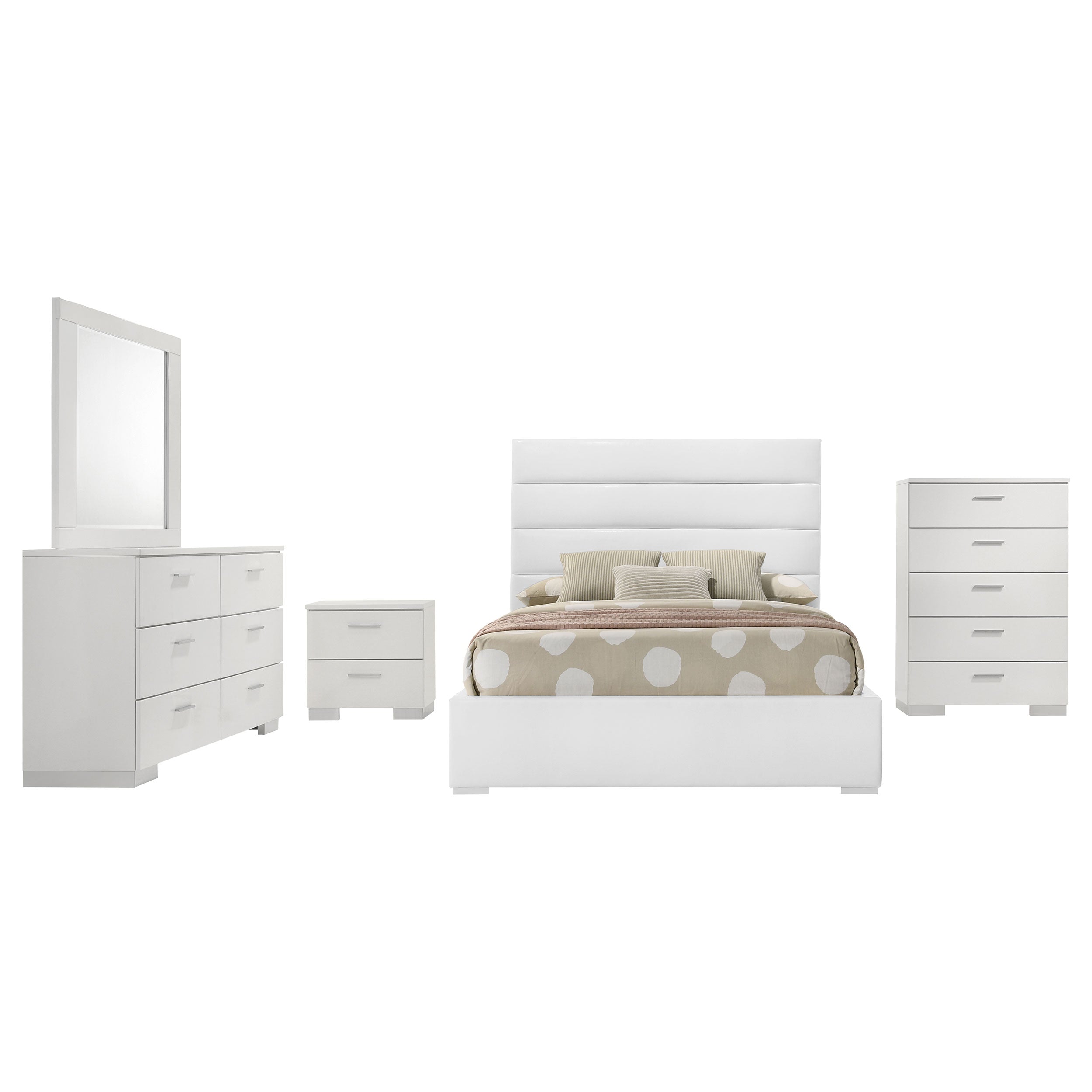Felicity 5-piece Full Bedroom Set White High Gloss — view 2