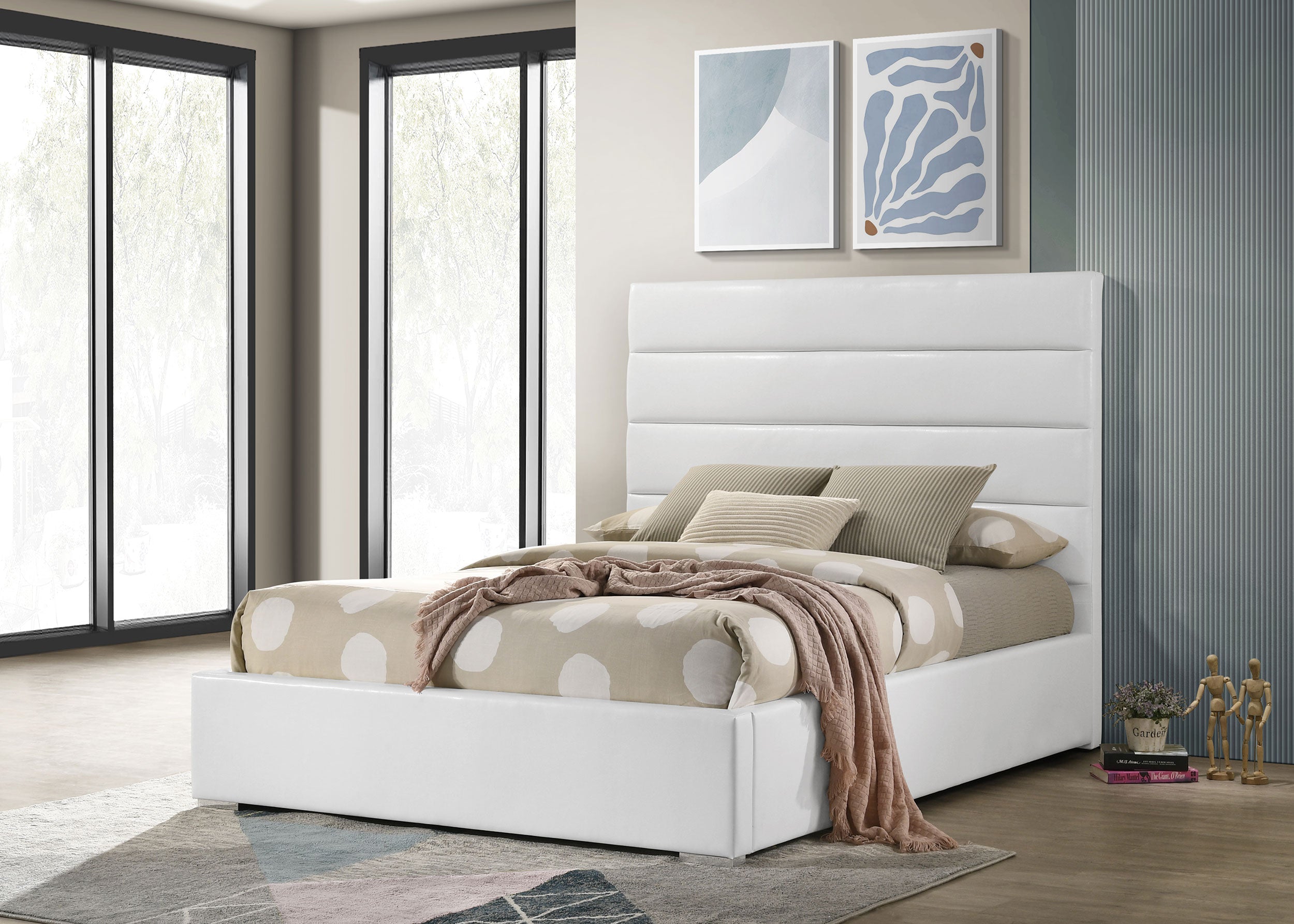 Felicity 53-inch Upholstered Full Platform Bed White — view 2