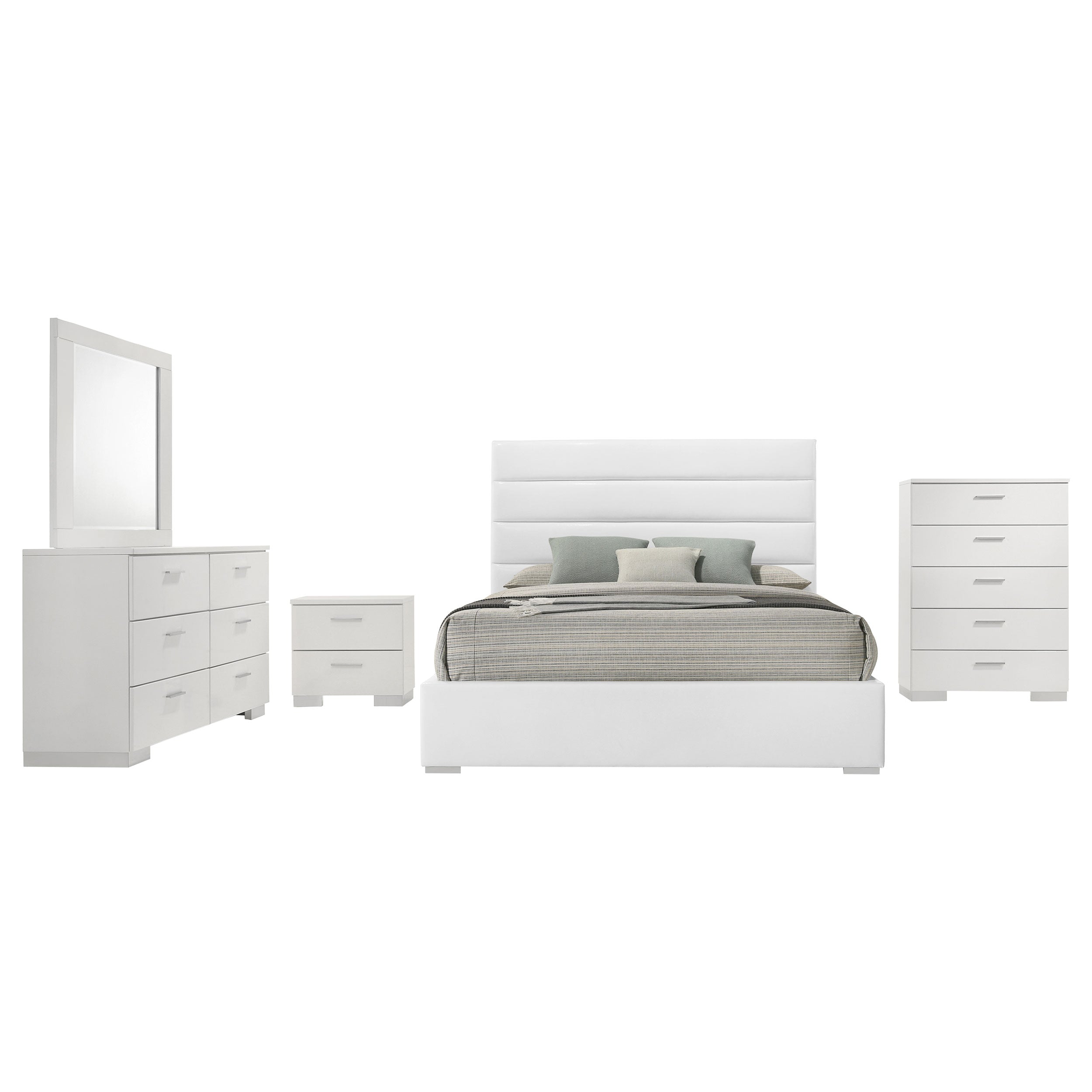 Felicity 5-piece California King Bedroom Set White High Gloss — view 2