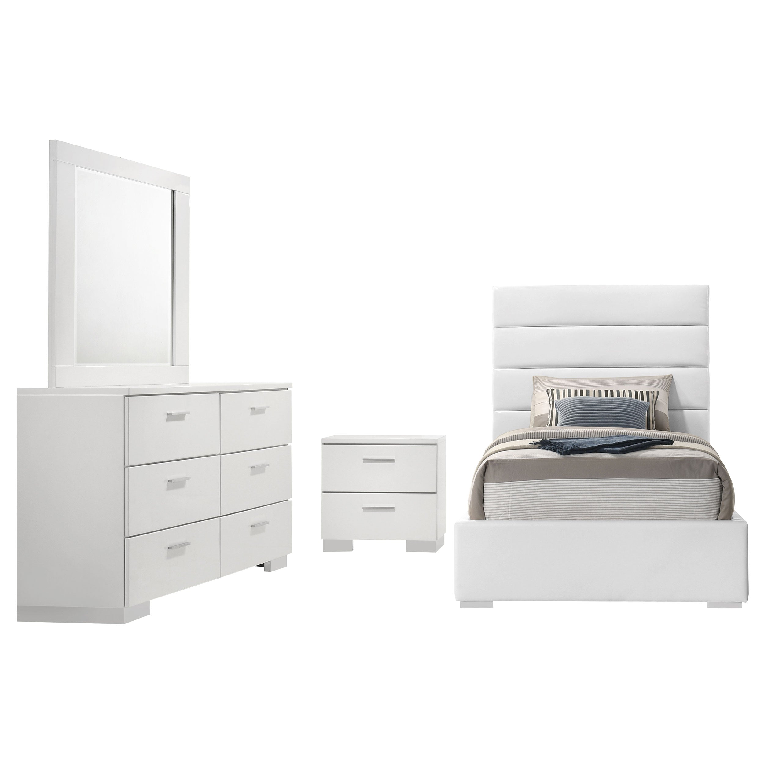 Felicity 4-piece Twin Bedroom Set White High Gloss — view 2