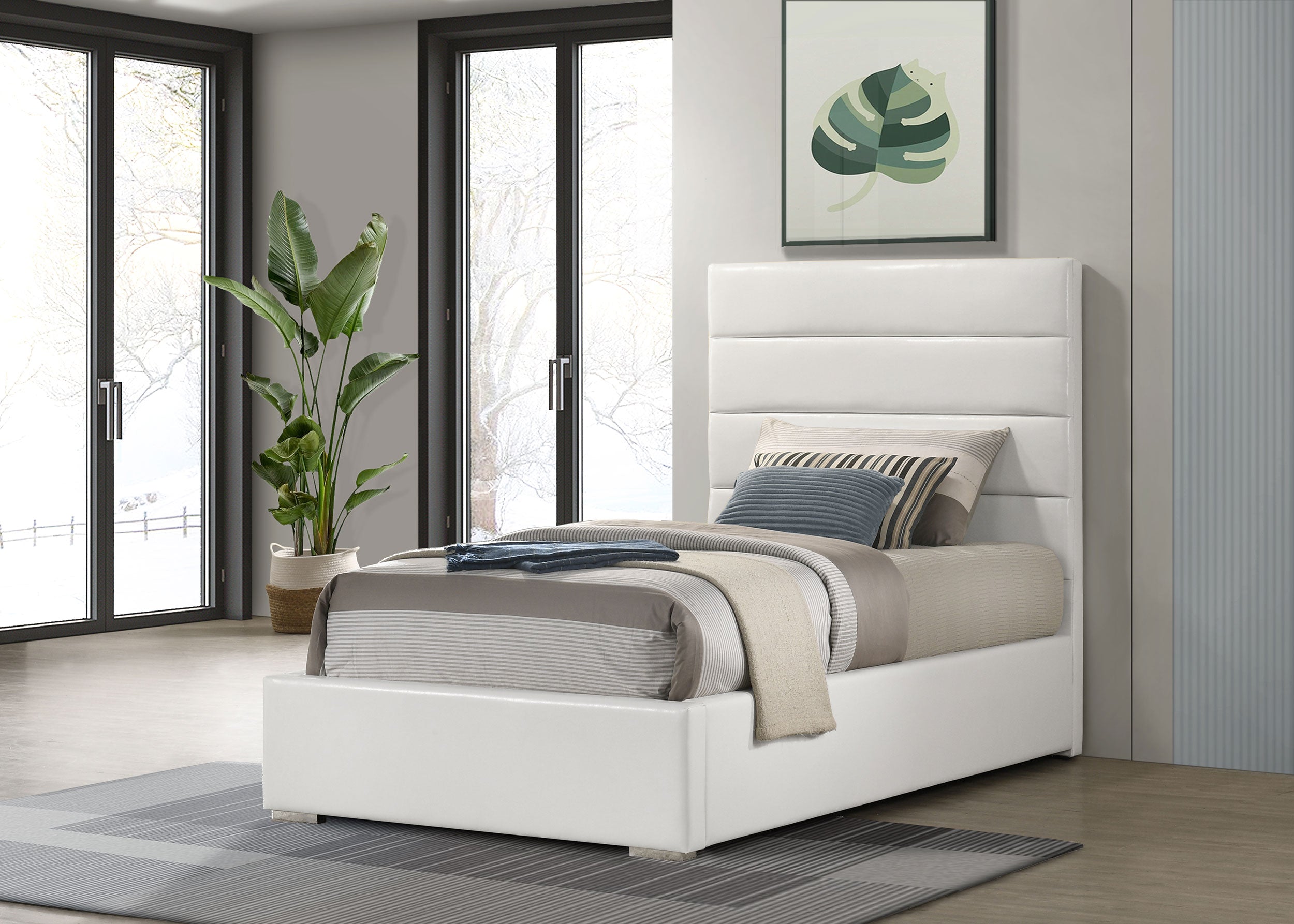 Felicity 53-inch Upholstered Twin Platform Bed White — view 2