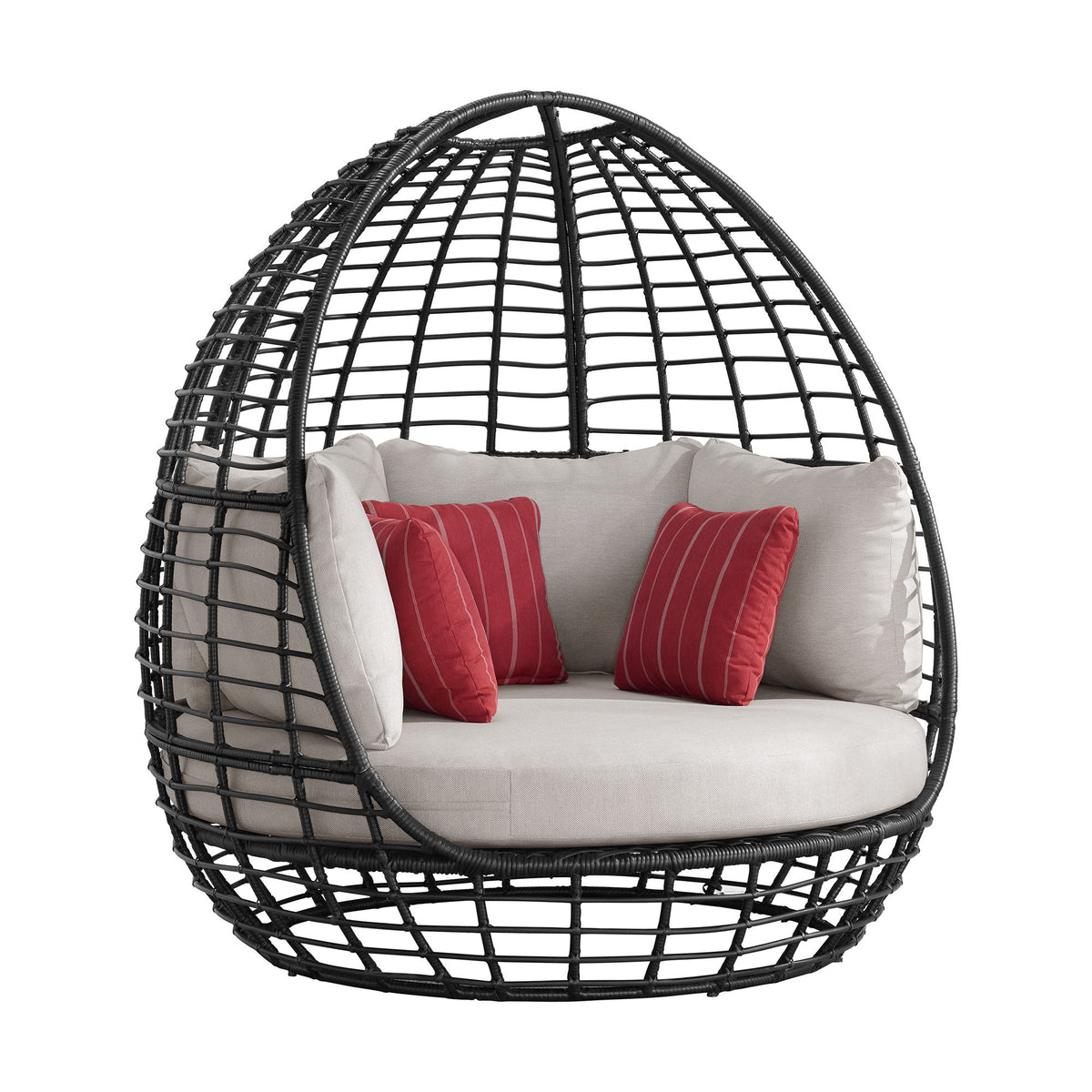 Playa Twin Egg Chair With 3 Pillows in Dark Gray / Beige by Elements International