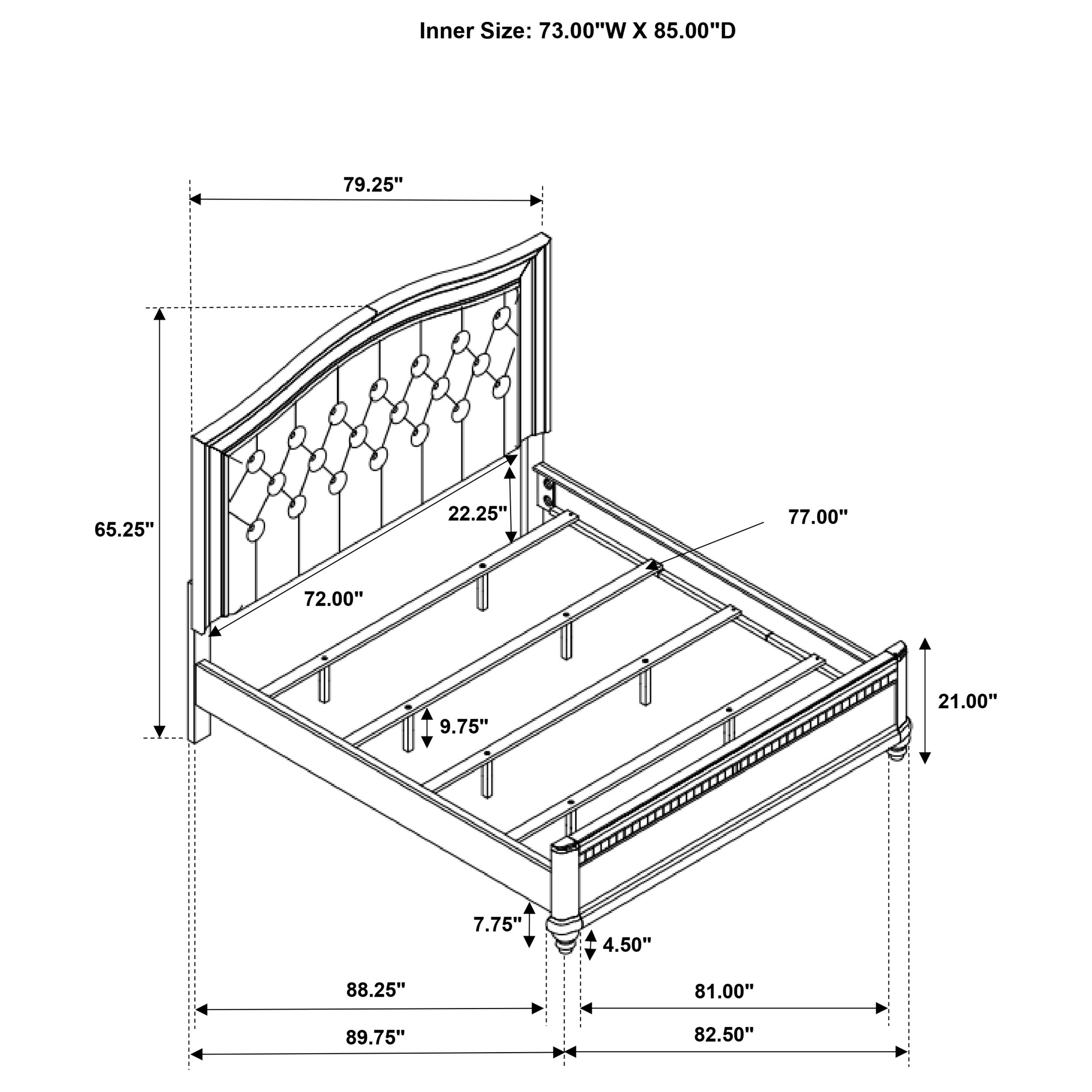 Bling Game Wood California King Panel Bed Metallic Platinum — view 3