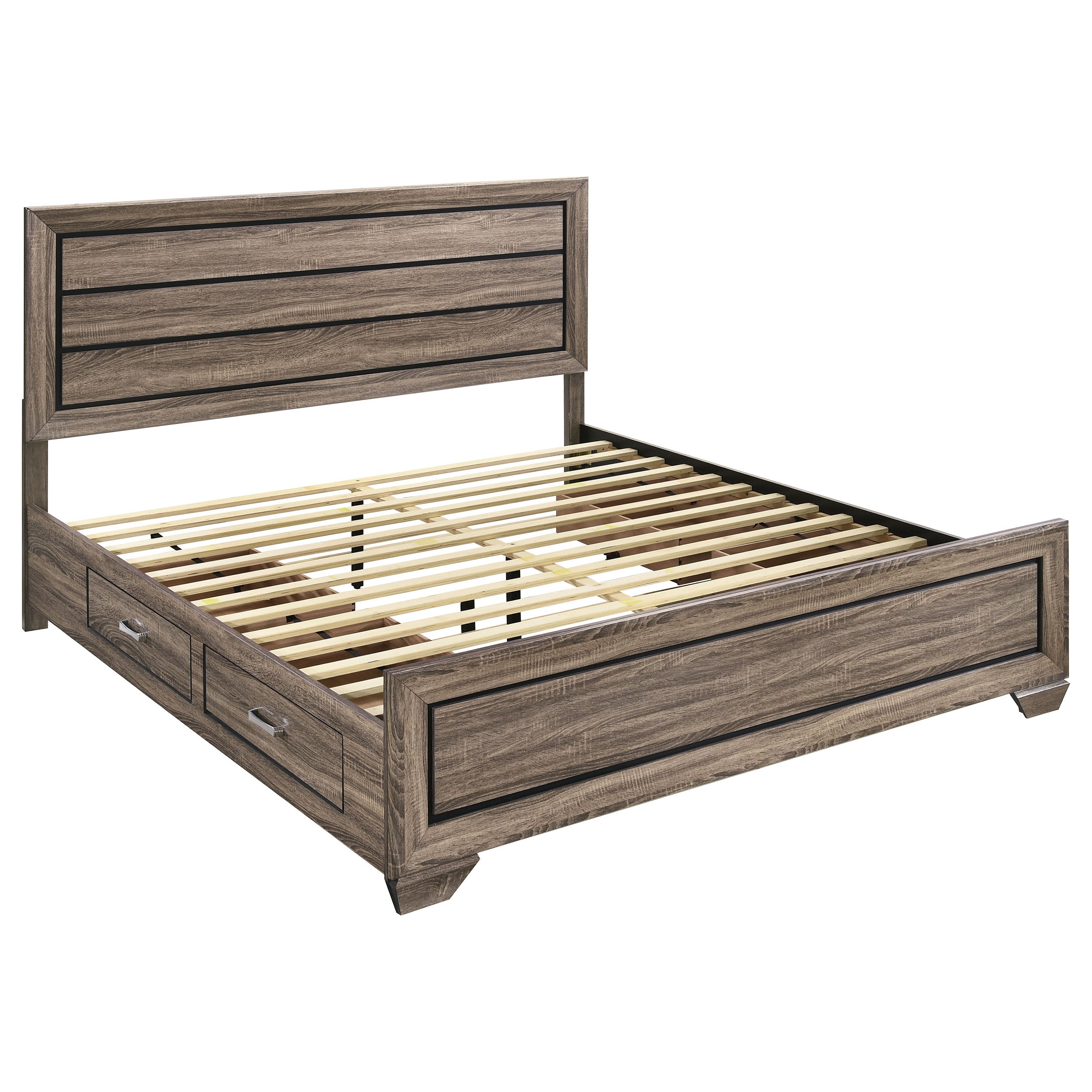 Kauffman Wood Eastern King Storage Panel Bed Washed Taupe — view 4