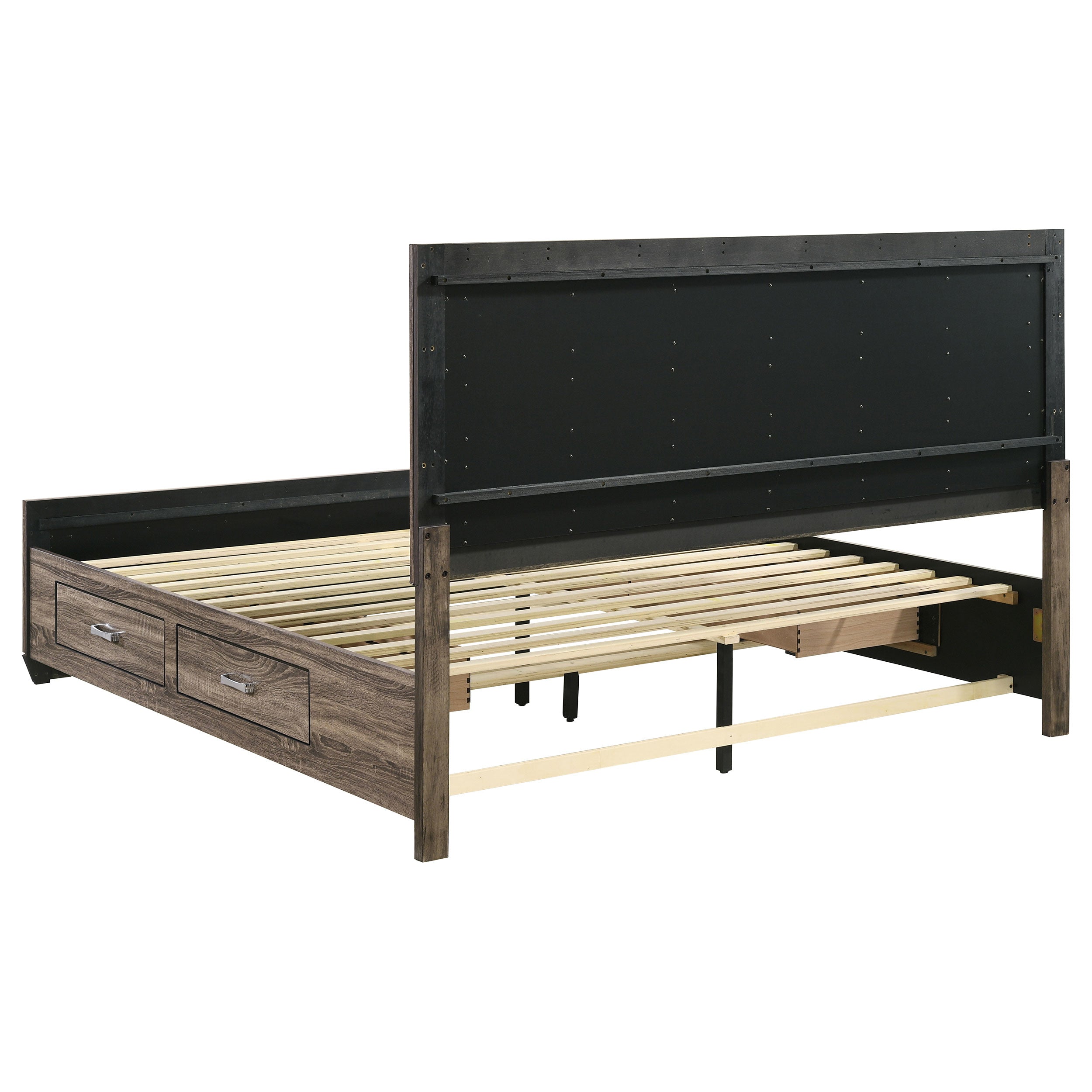 Kauffman Wood Eastern King Storage Panel Bed Washed Taupe — view 9