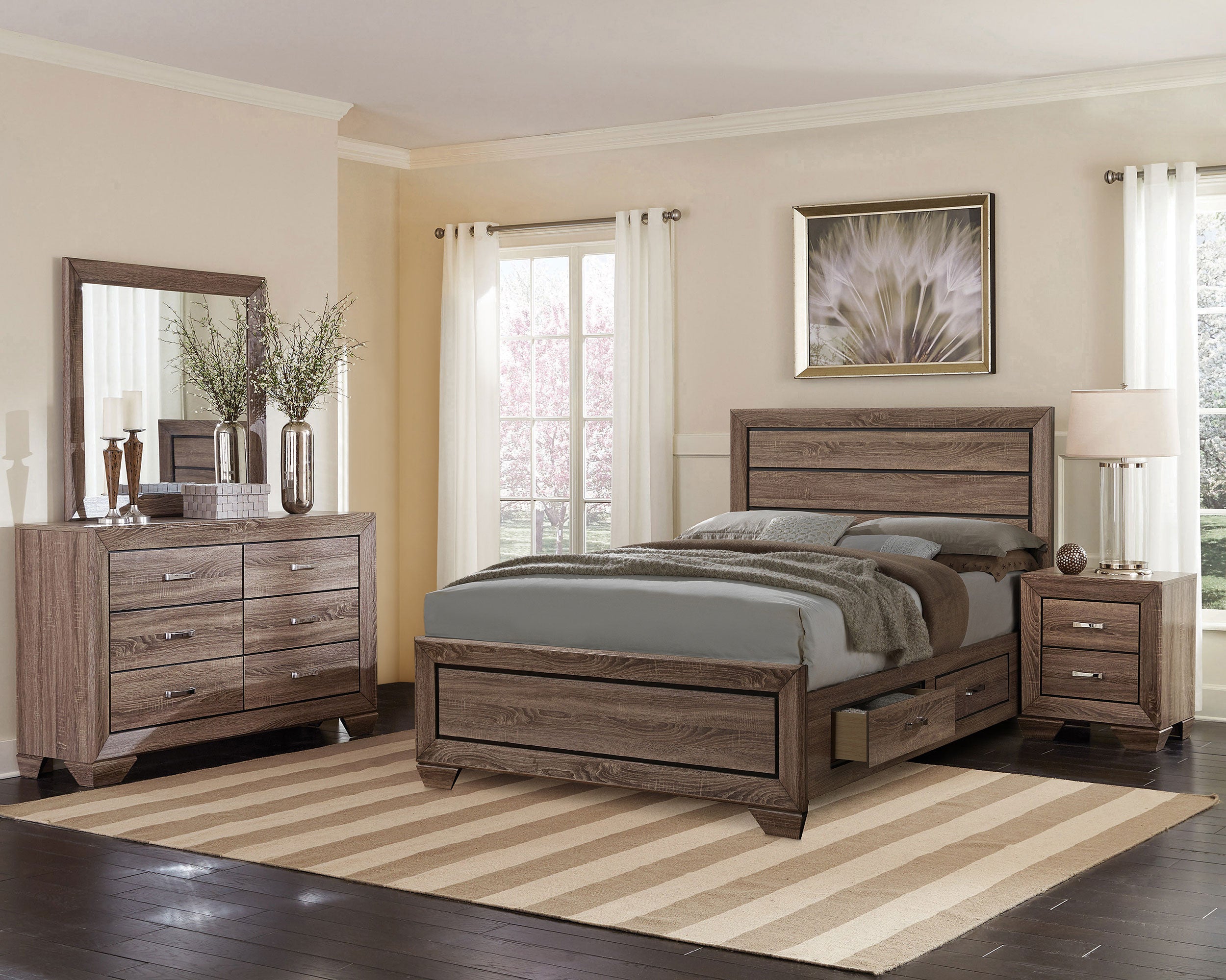 Kauffman 4-piece California King Bedroom Set Washed Taupe — view 1