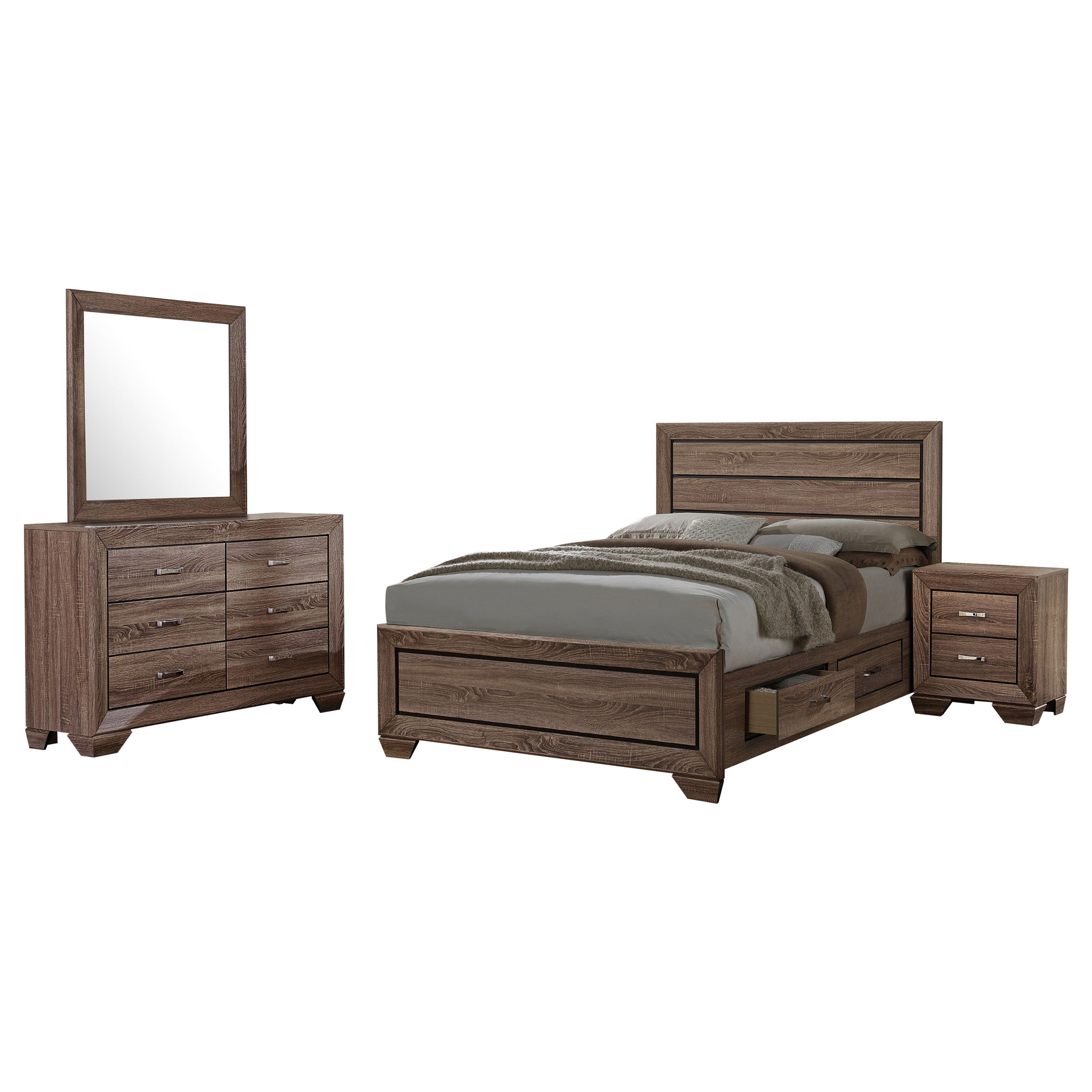 Kauffman 4-piece California King Bedroom Set Washed Taupe — view 2