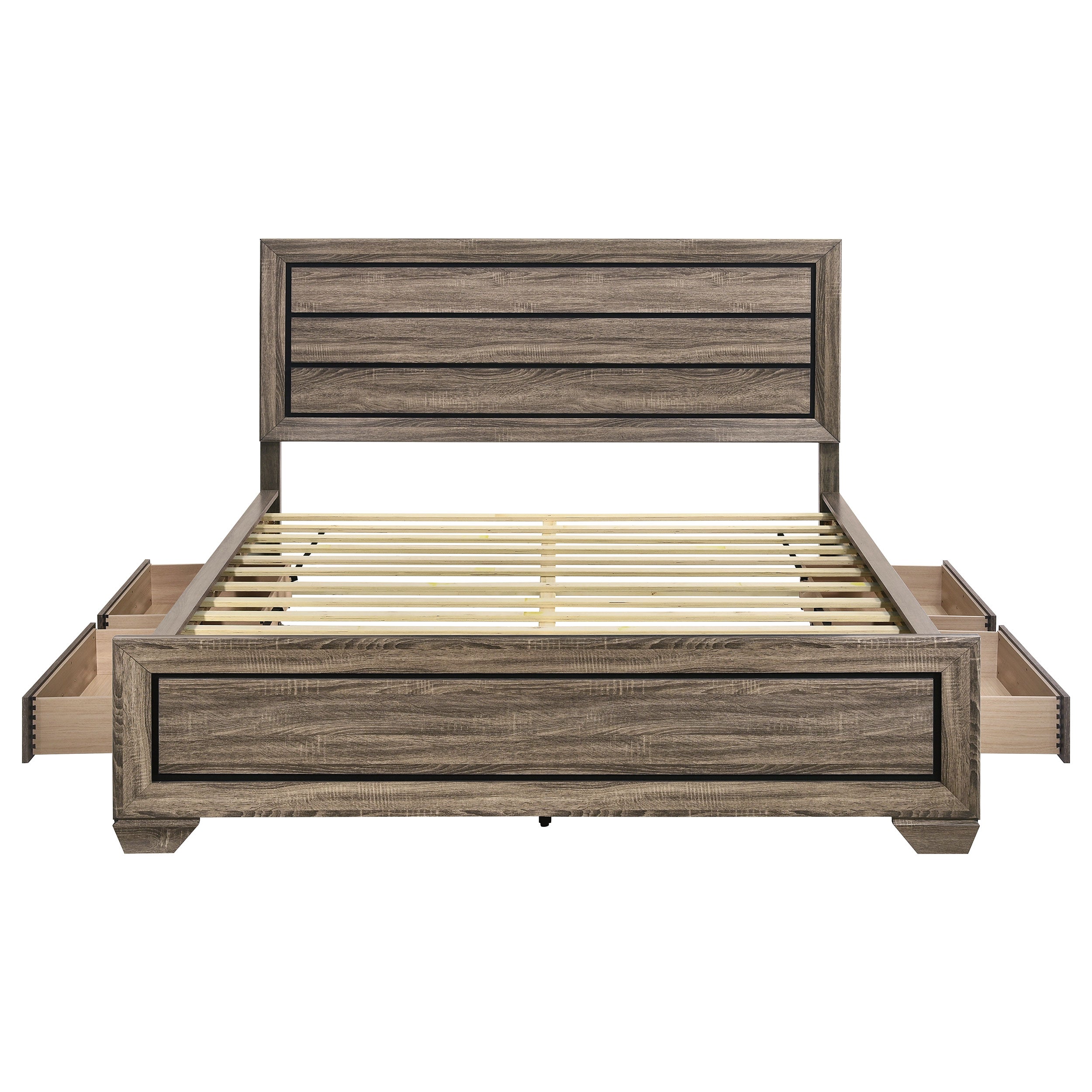 Kauffman Wood California King Storage Panel Bed Washed Taupe — view 8