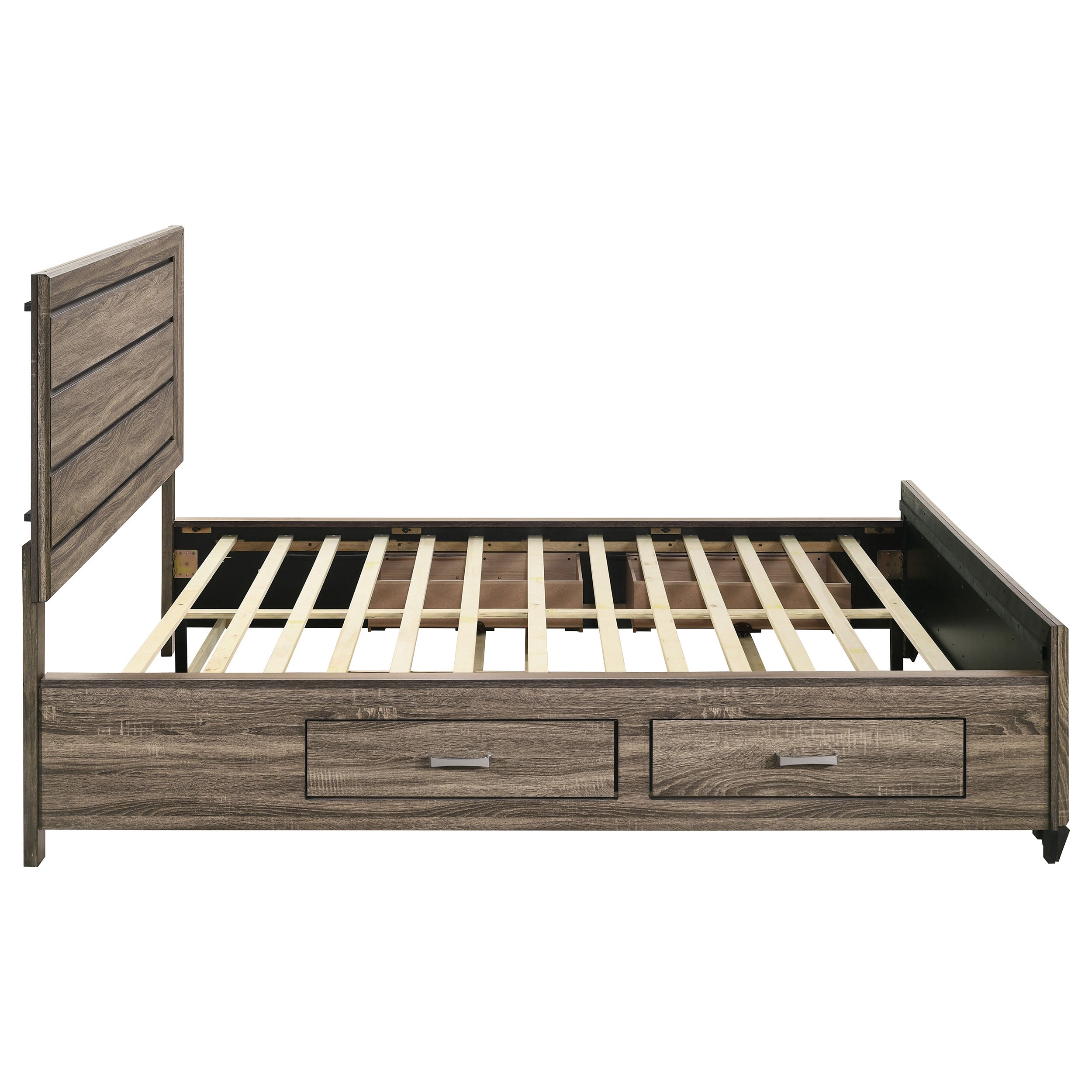 Kauffman Wood California King Storage Panel Bed Washed Taupe — view 10