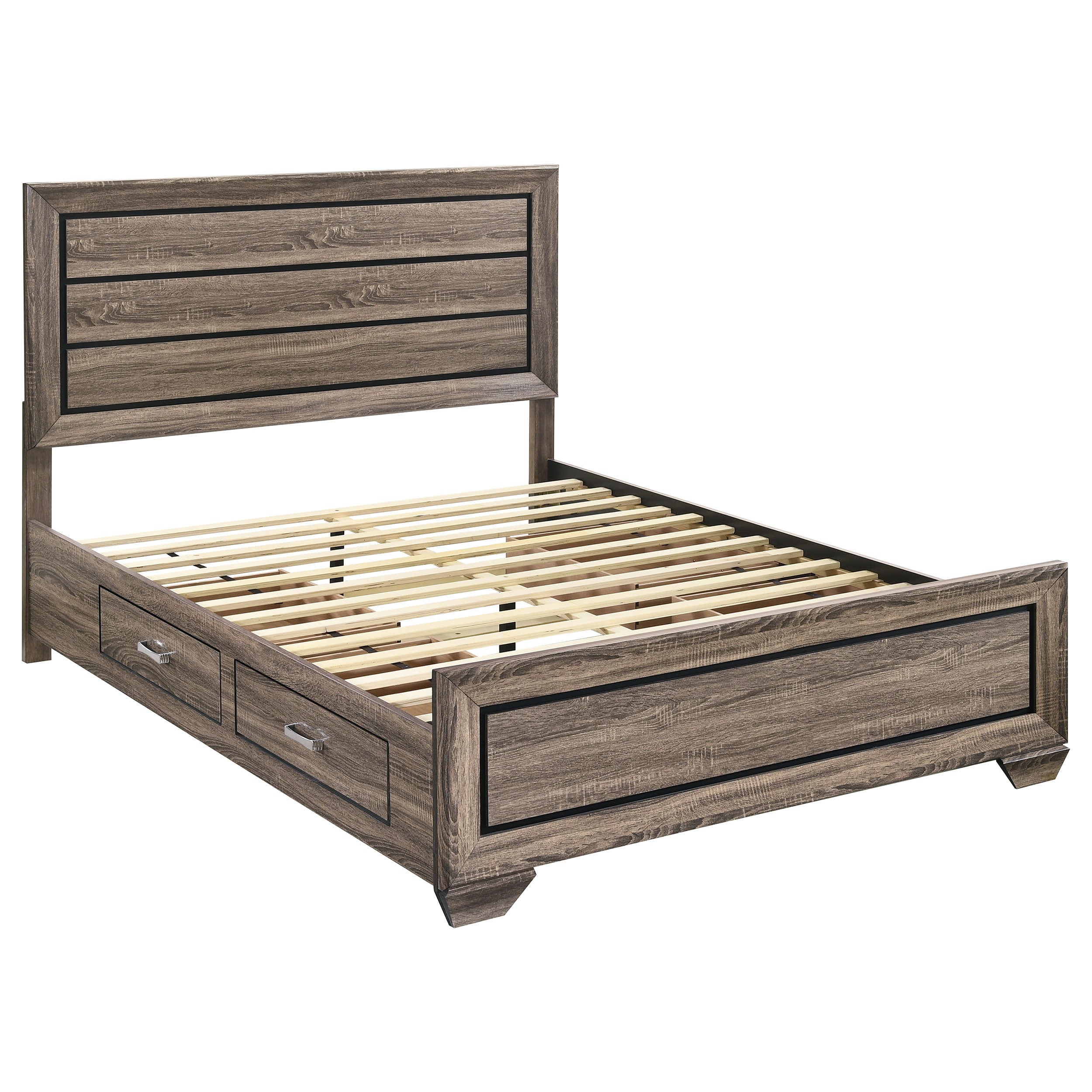 Kauffman Wood Queen Storage Panel Bed Washed Taupe — view 4