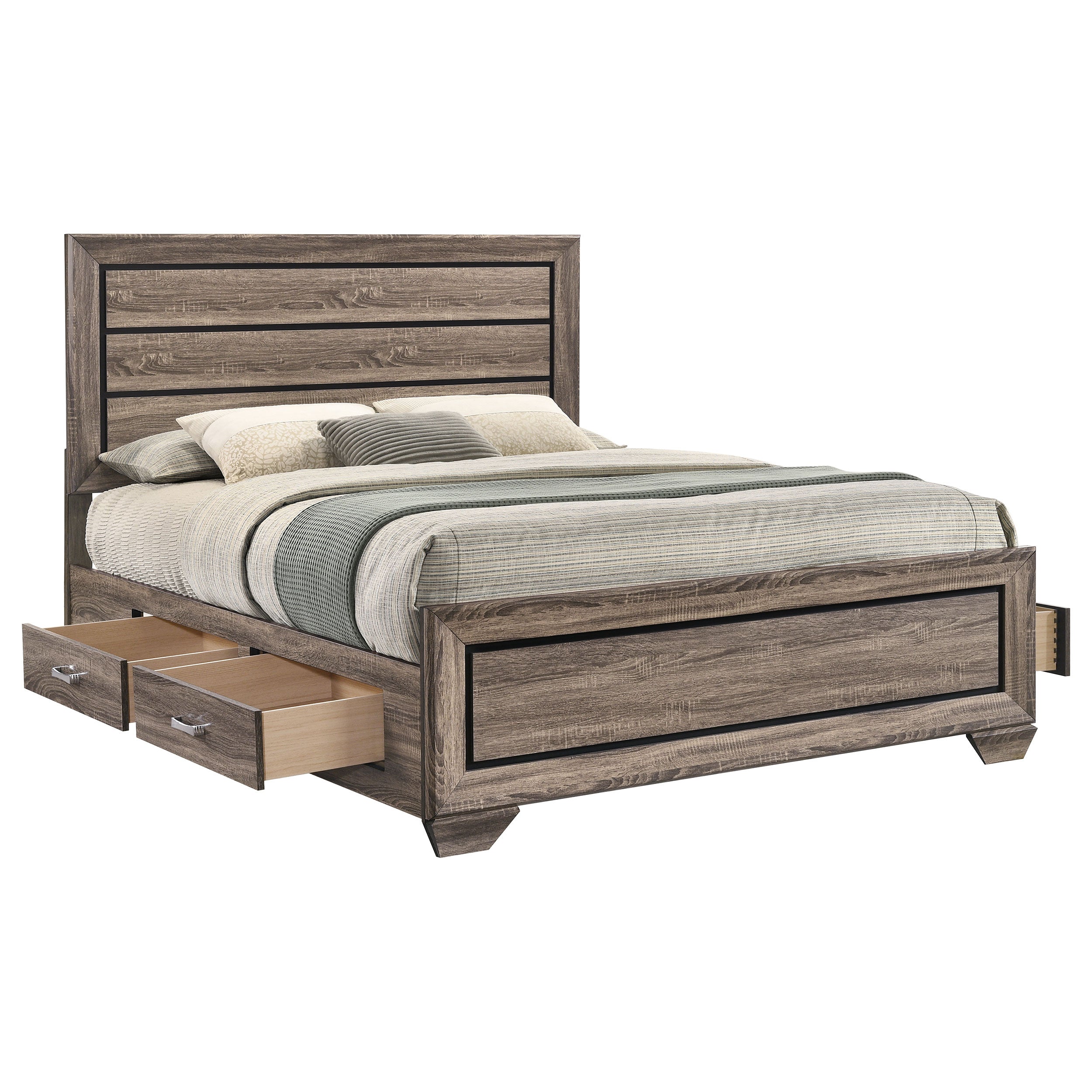 Kauffman Wood Queen Storage Panel Bed Washed Taupe — view 6
