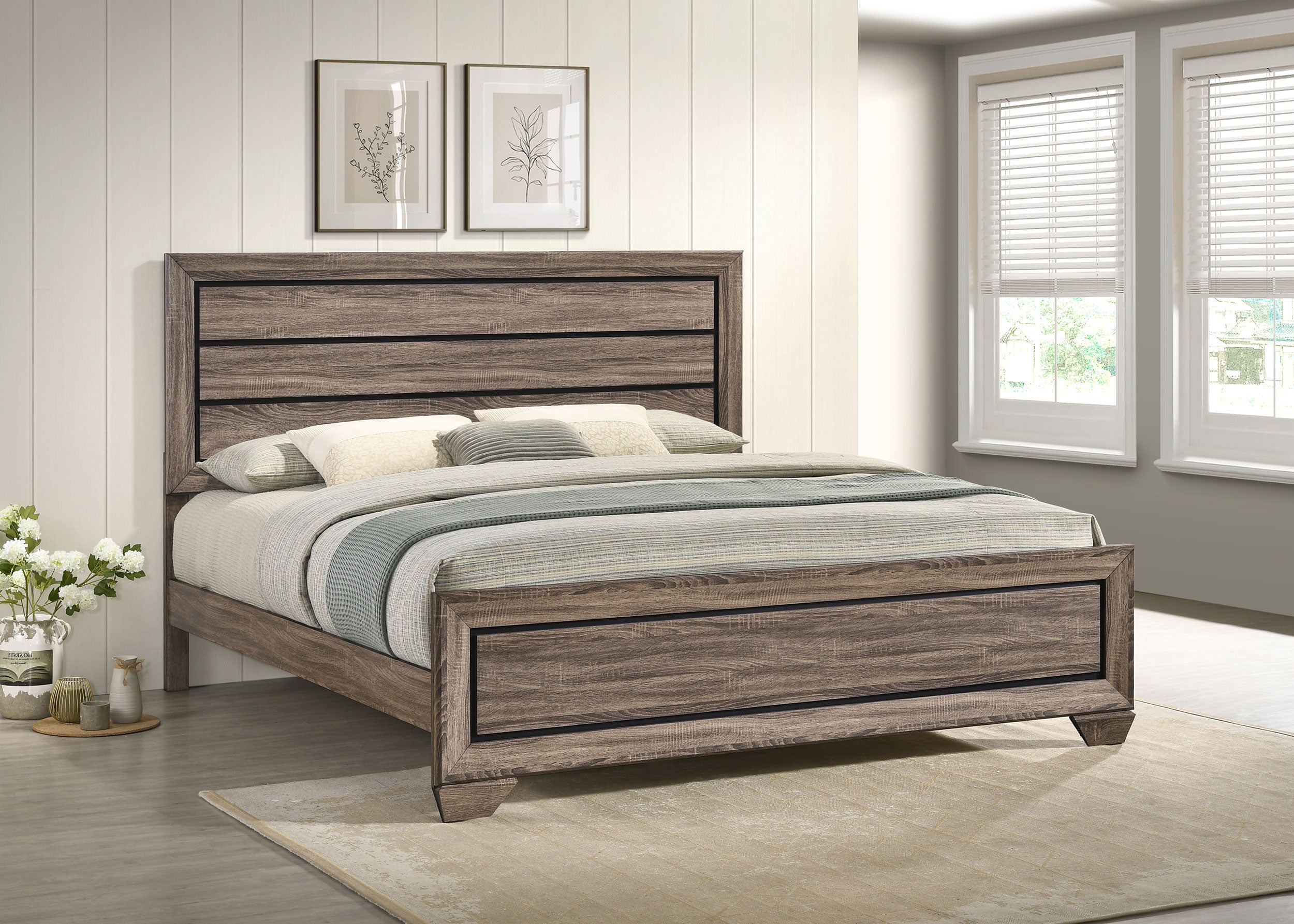 Kauffman Wood Eastern King Panel Bed Washed Taupe — view 2