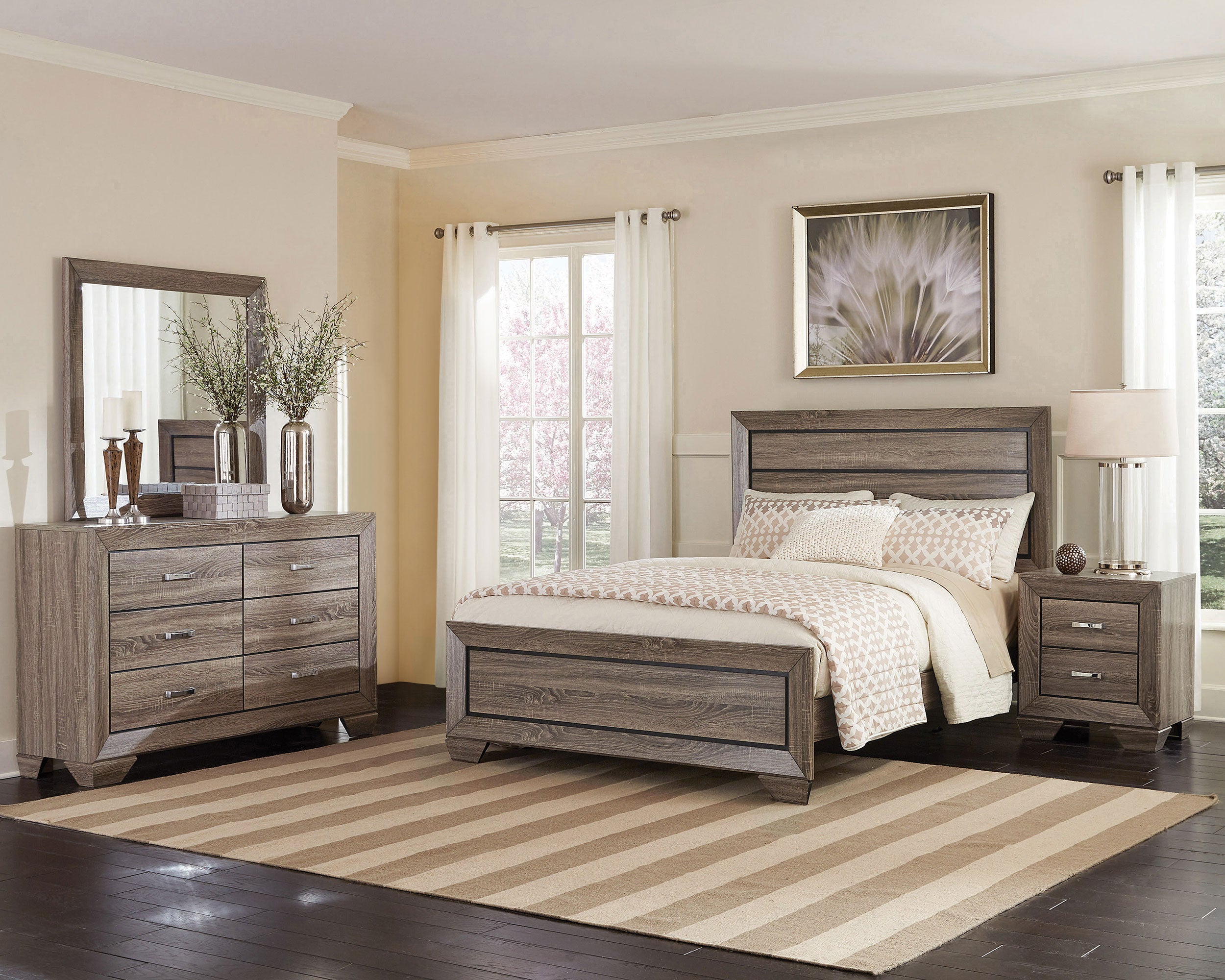 Kauffman Wood Eastern King Panel Bed Washed Taupe — view 10