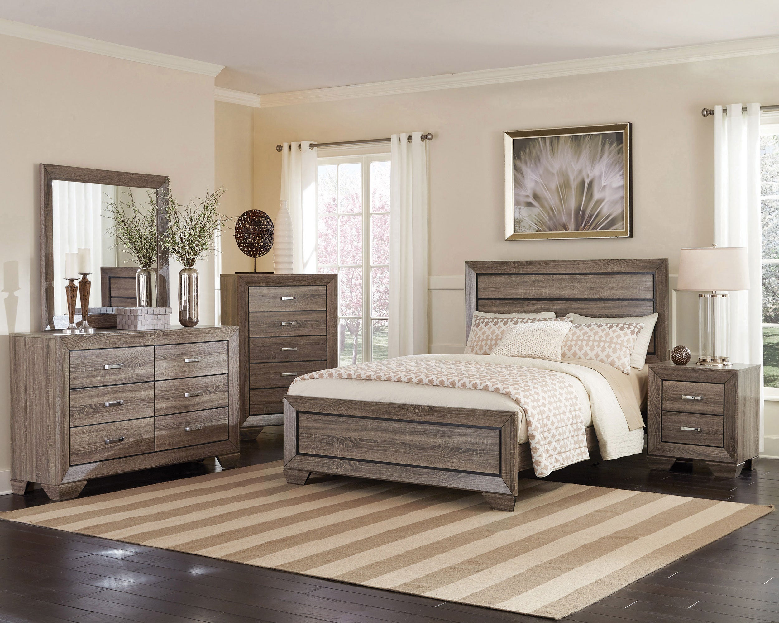 Kauffman Wood Eastern King Panel Bed Washed Taupe — view 11