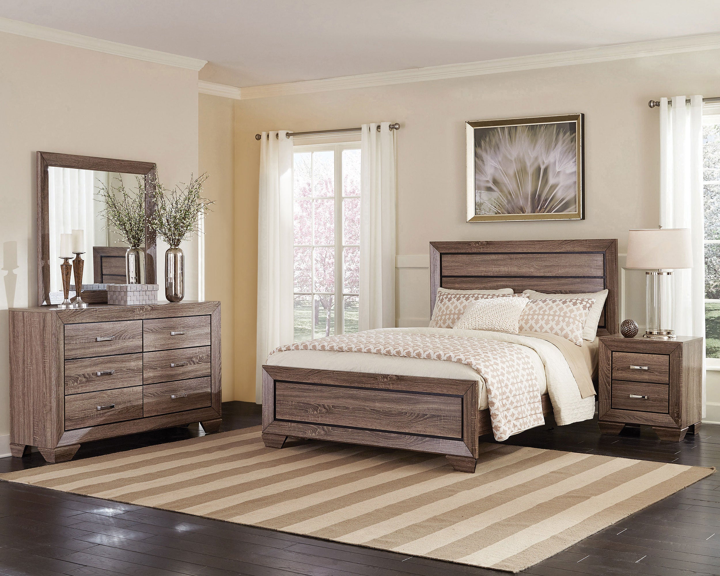Kauffman 4-piece California King Bedroom Set Washed Taupe — view 2