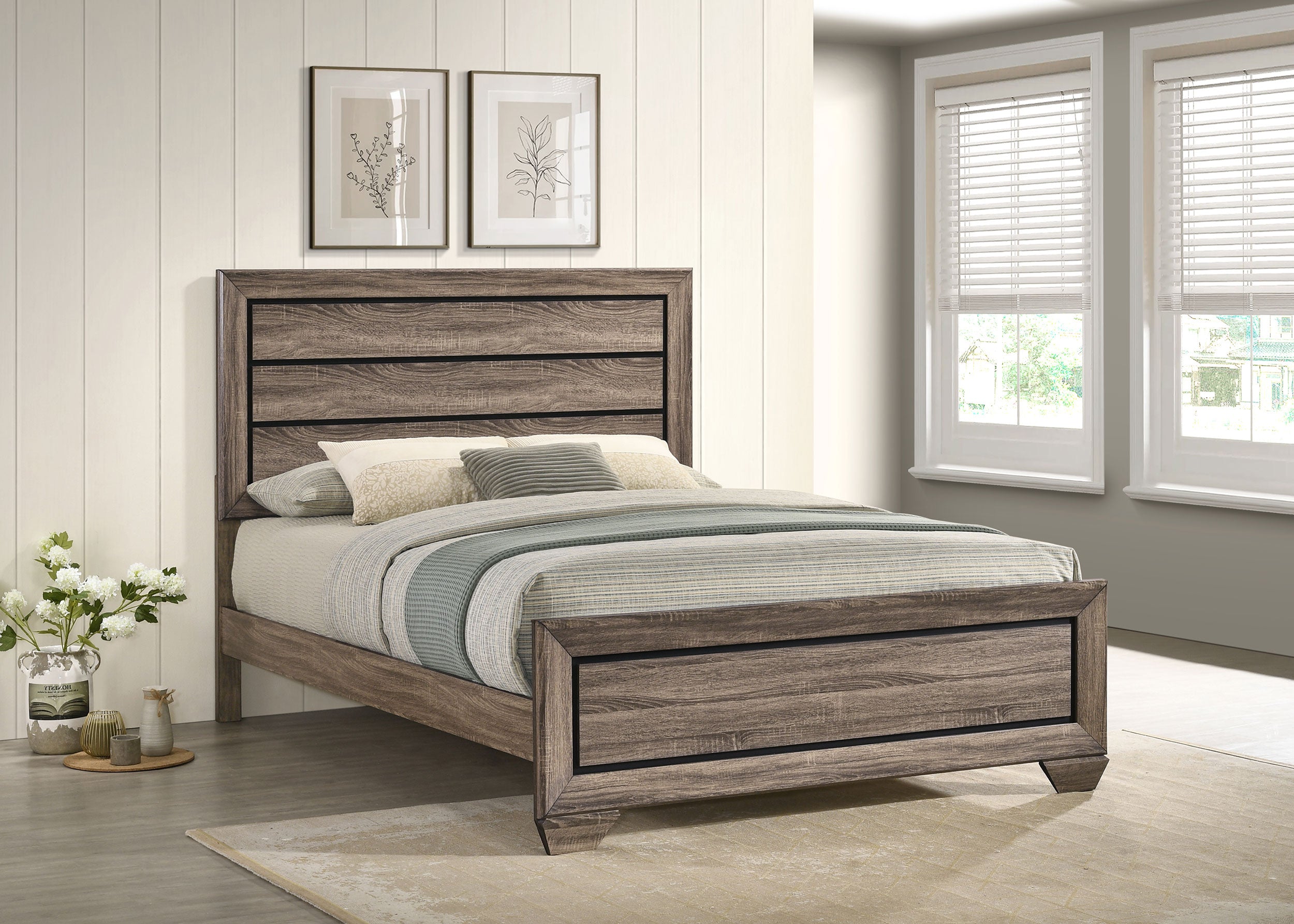 Kauffman Wood Queen Panel Bed Washed Taupe — view 2