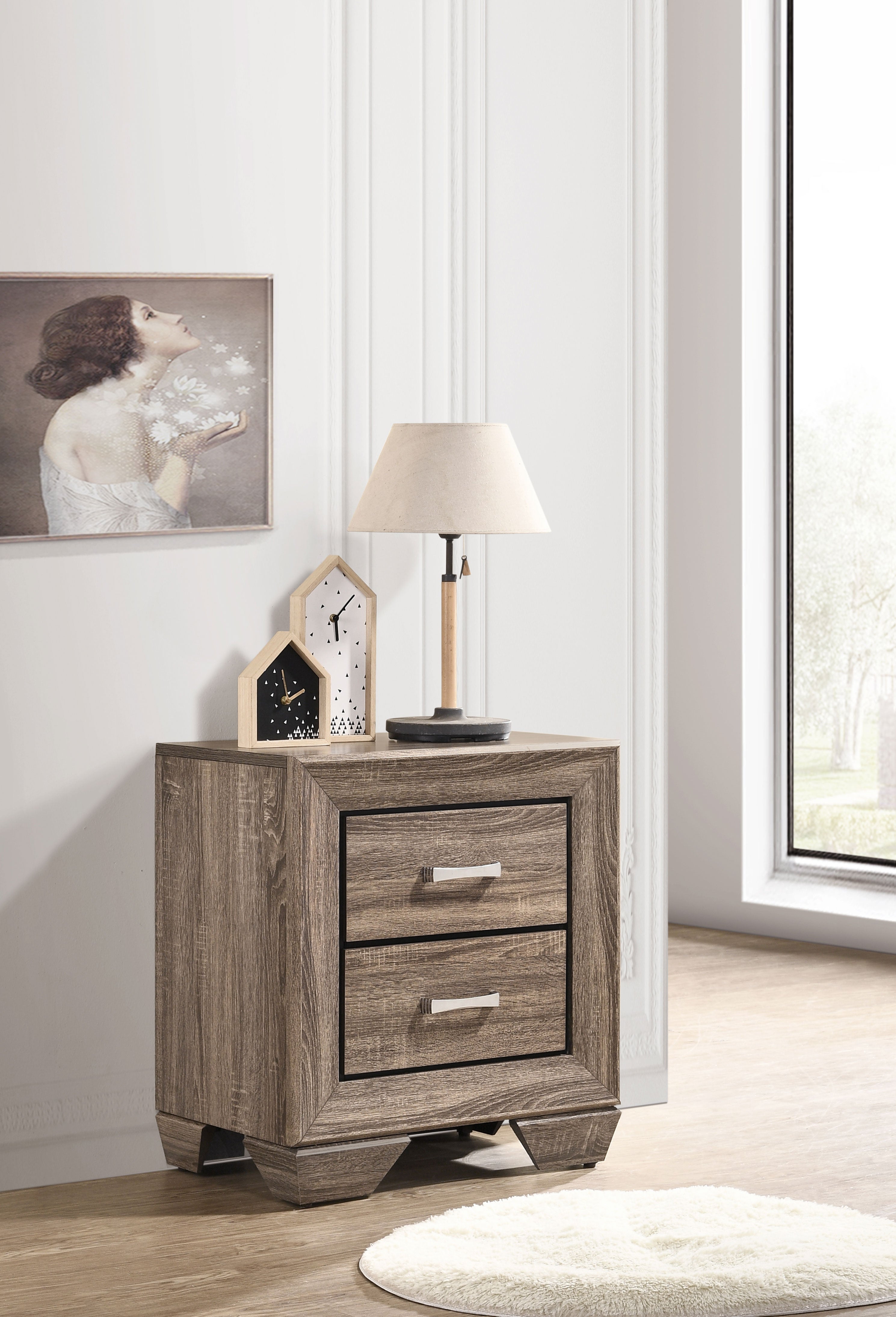 Kauffman 2-drawer Nightstand Washed Taupe — view 2