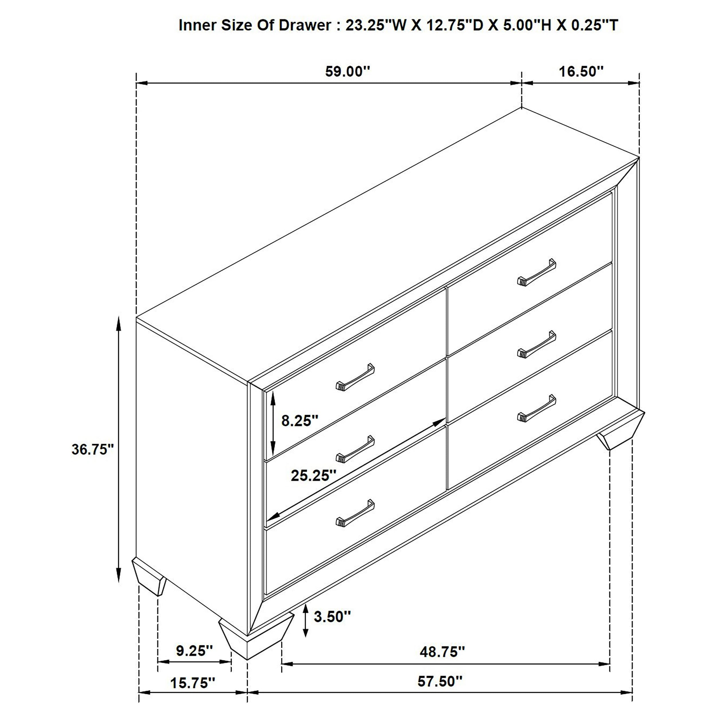 Kauffman 6-drawer Dresser Washed Taupe — view 10