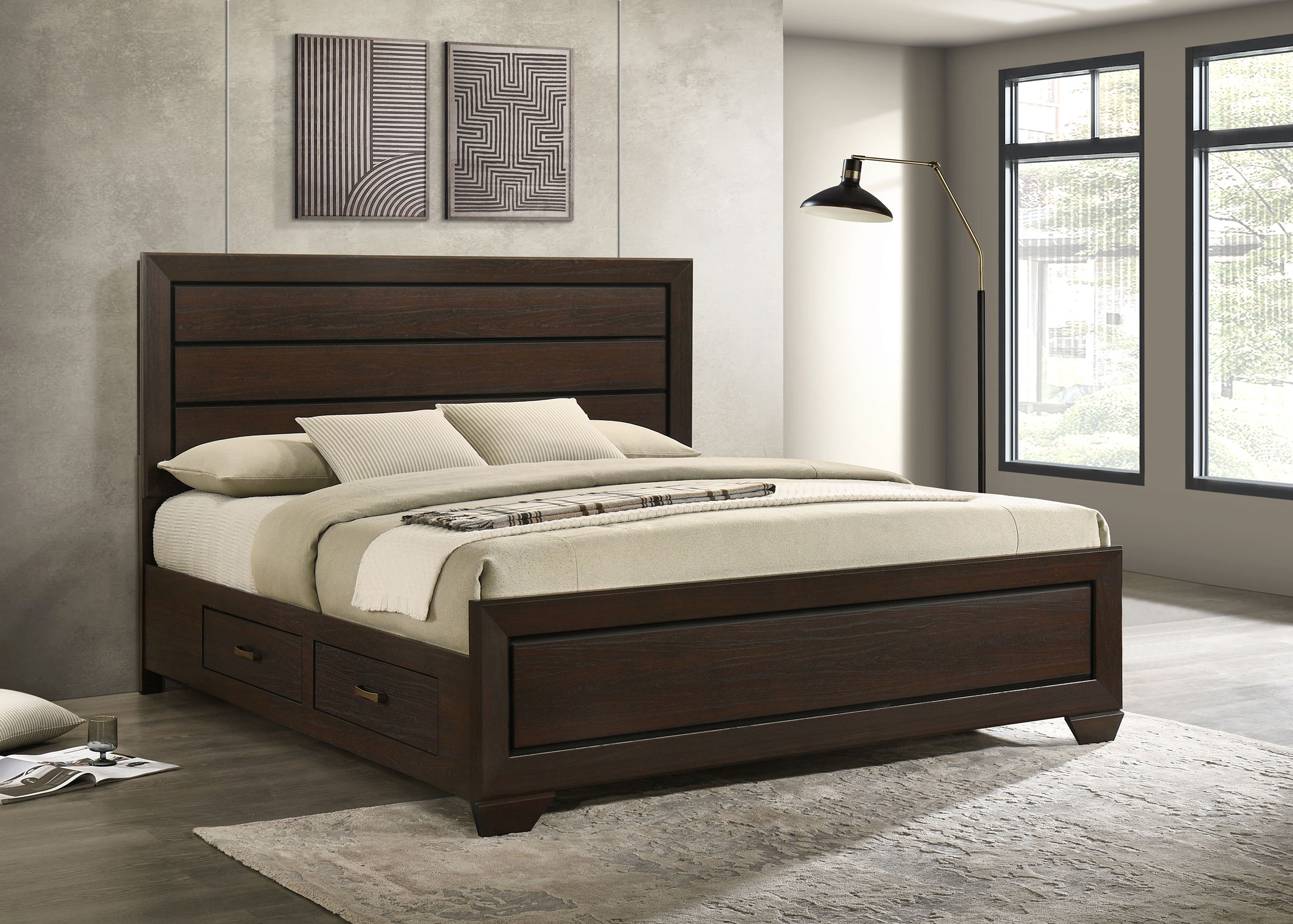 Kauffman Wood Eastern King Storage Panel Bed Dark Cocoa — view 2