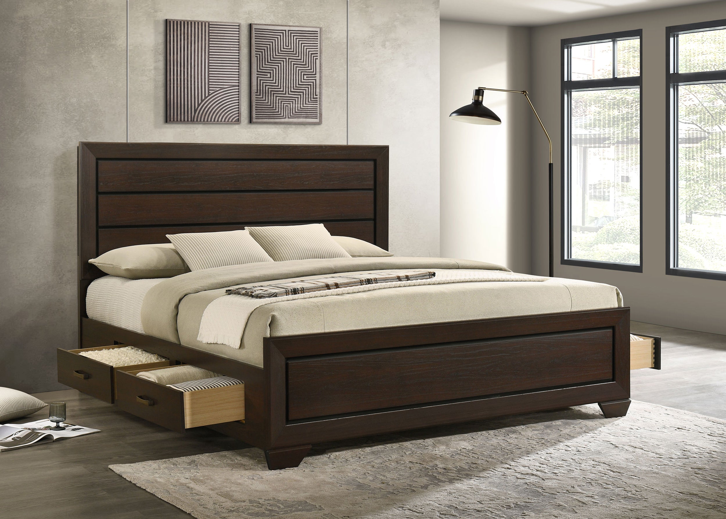 Kauffman Wood Eastern King Storage Panel Bed Dark Cocoa — view 3