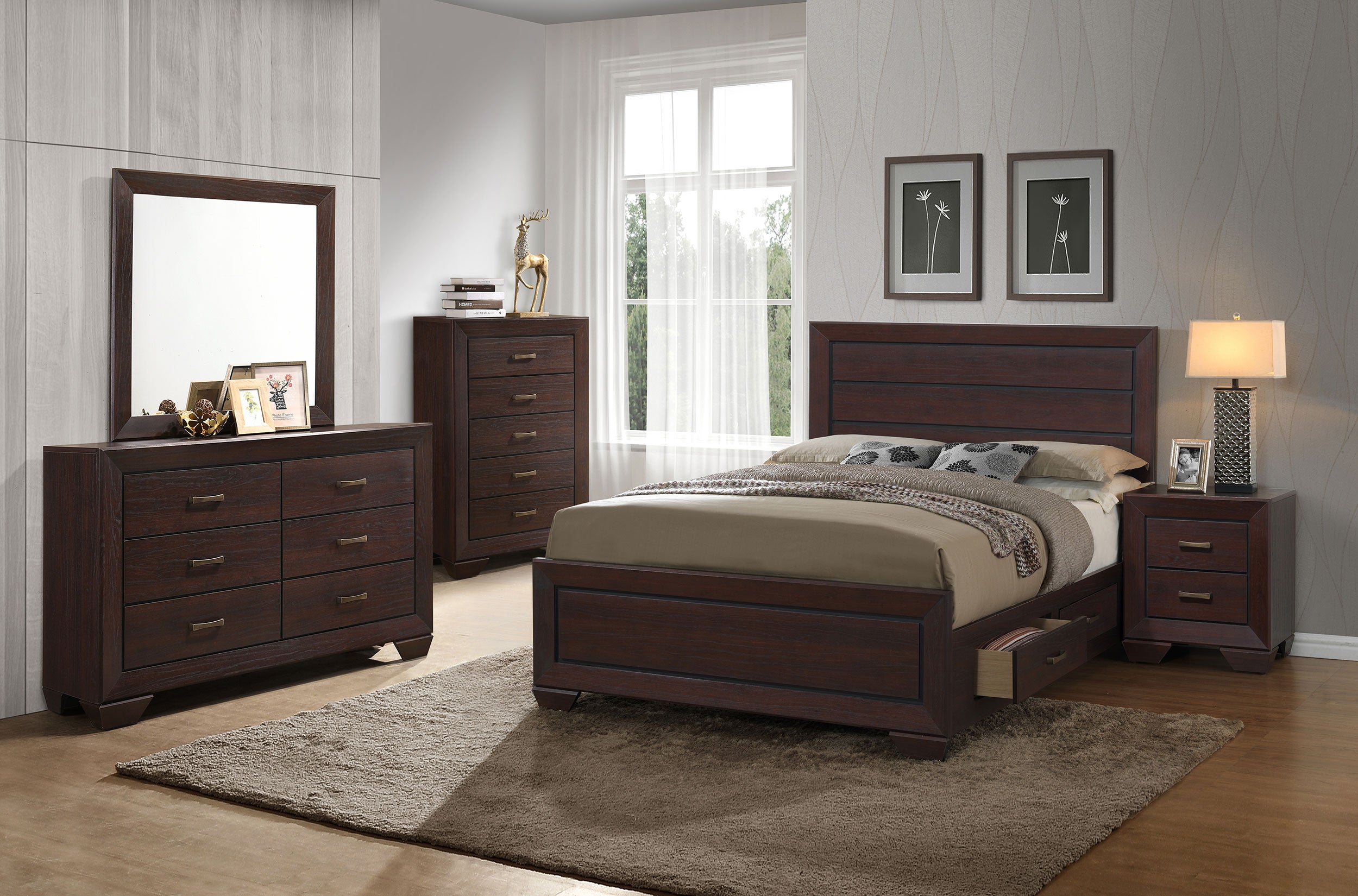Kauffman 5-piece California King Bedroom Set Dark Cocoa — view 1